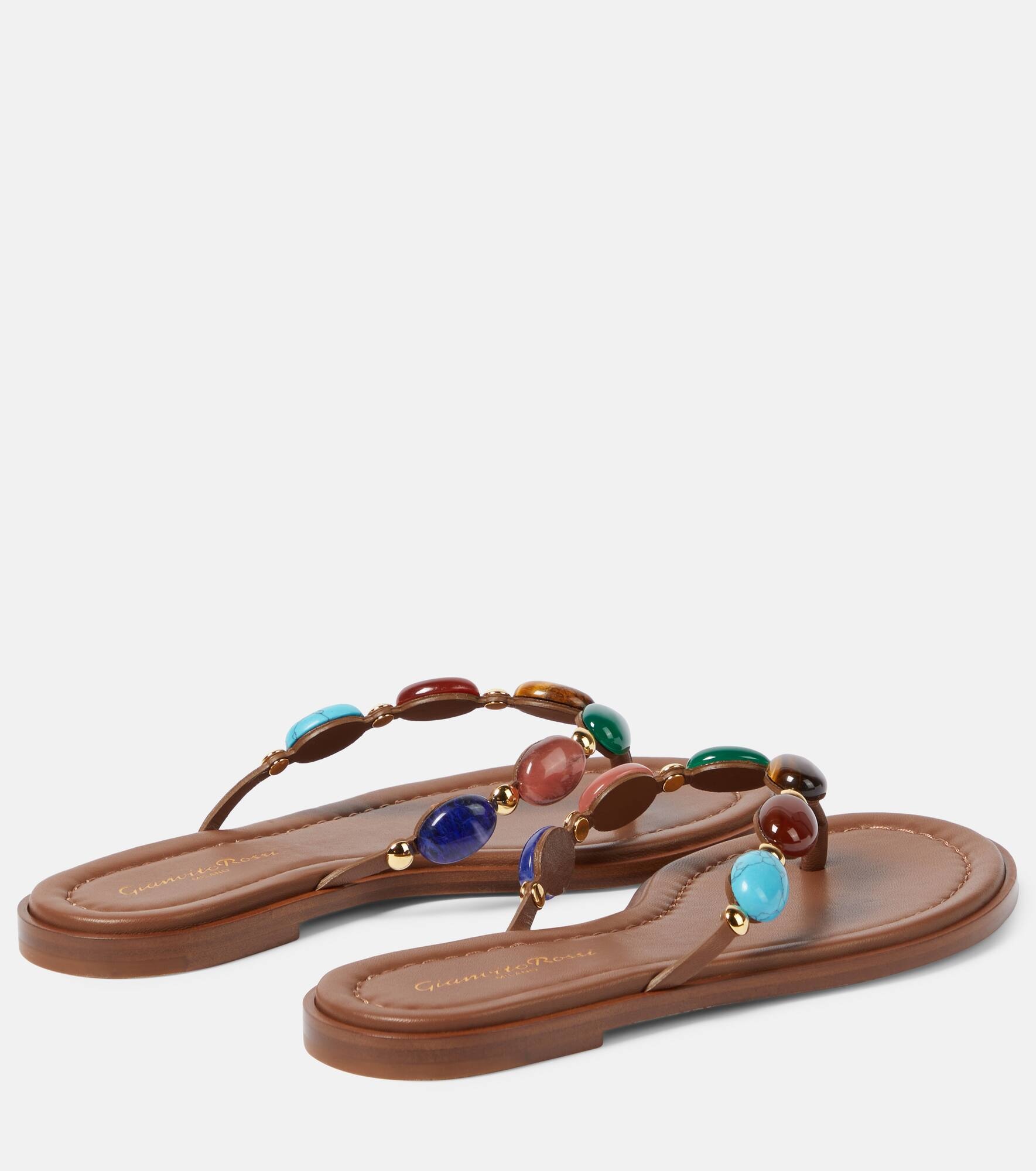 Shanti embellished leather thong sandals - 2