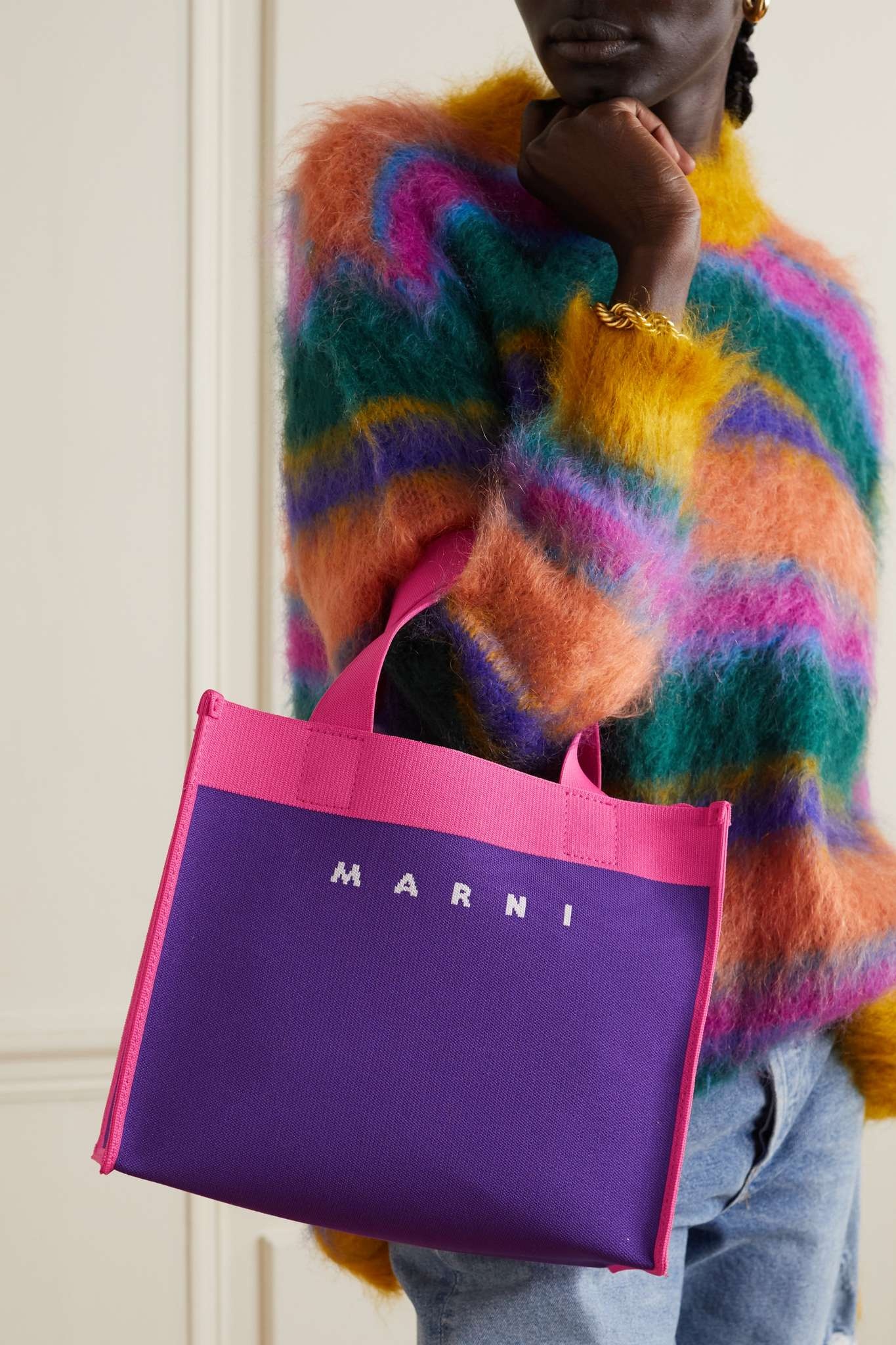 Shopping small jacquard-knit tote - 6