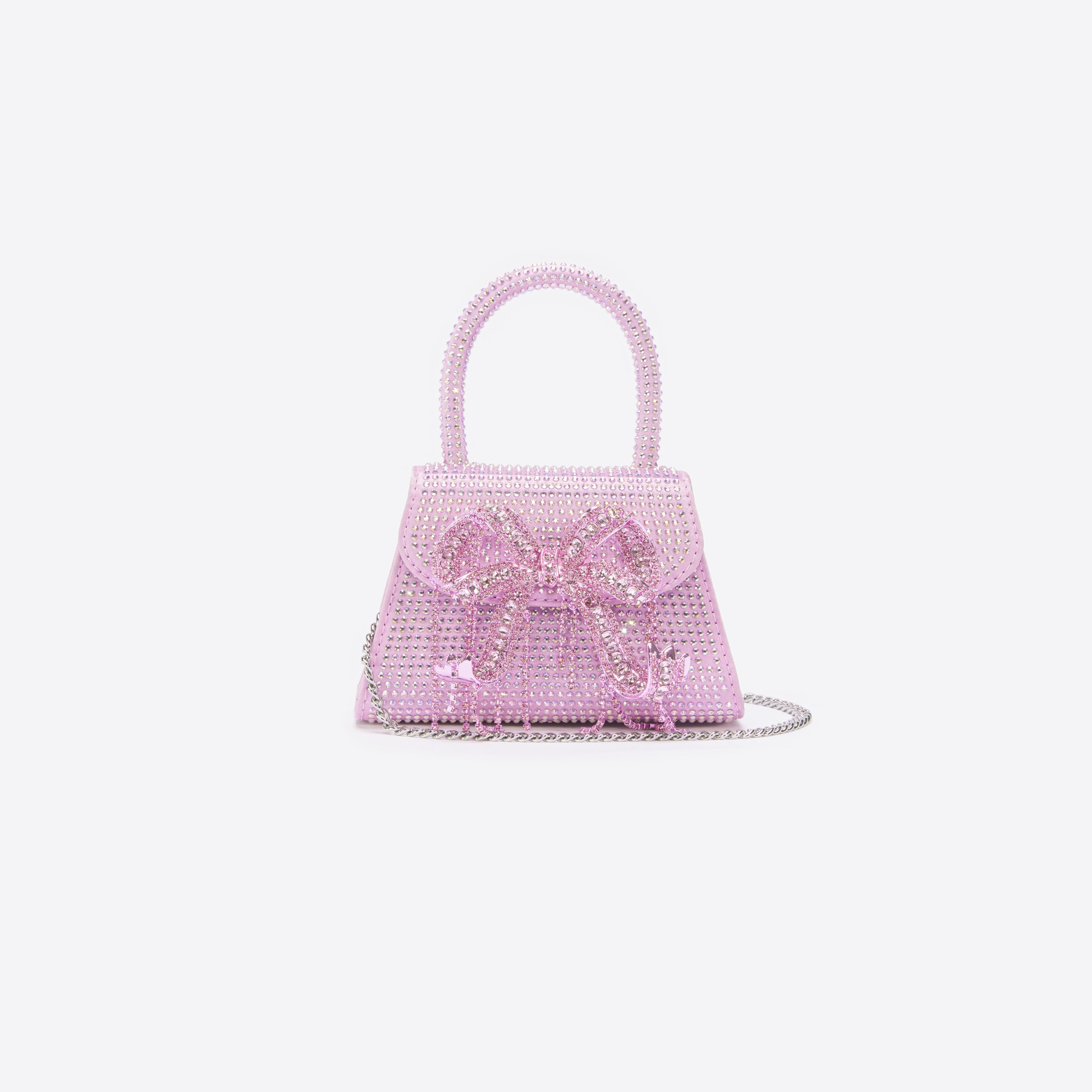 Pink Rhinestone Embellished Micro Bow Bag - 4