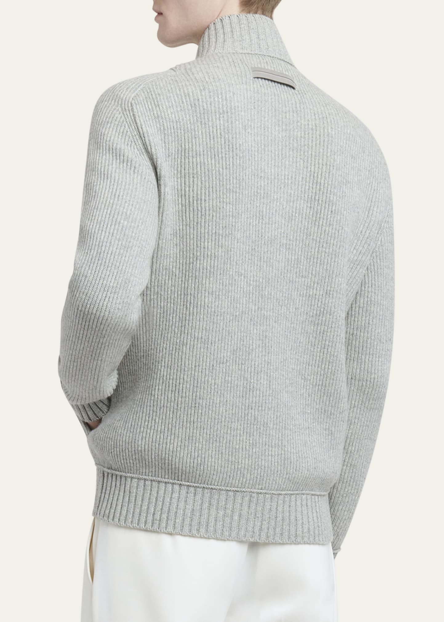 Men's Melange Oasi Cashmere Full-Zip Sweater - 3