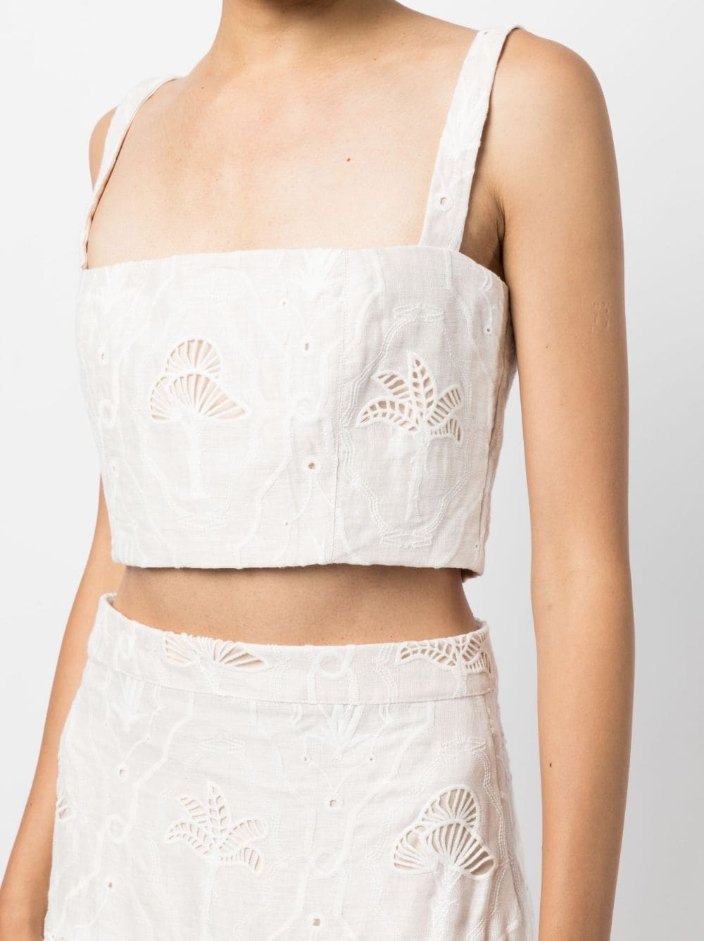 Cacao Eyelet linen crop top - 5