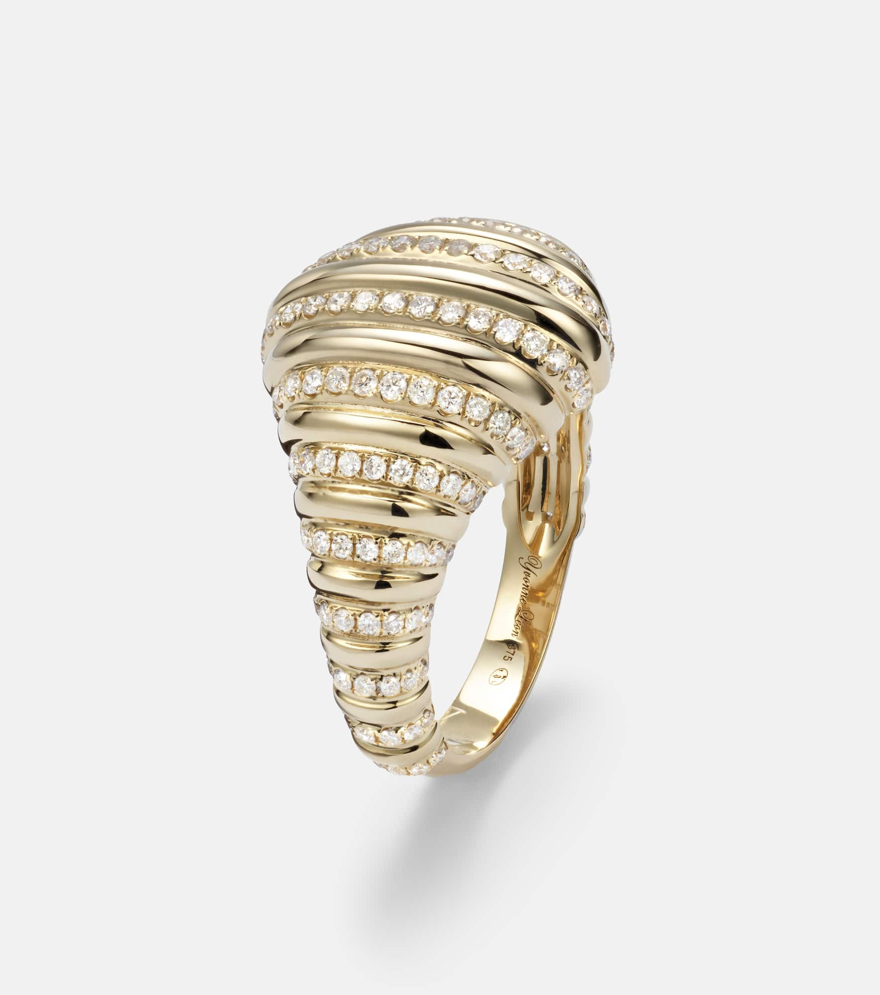 9kt gold pinky ring with diamonds - 4