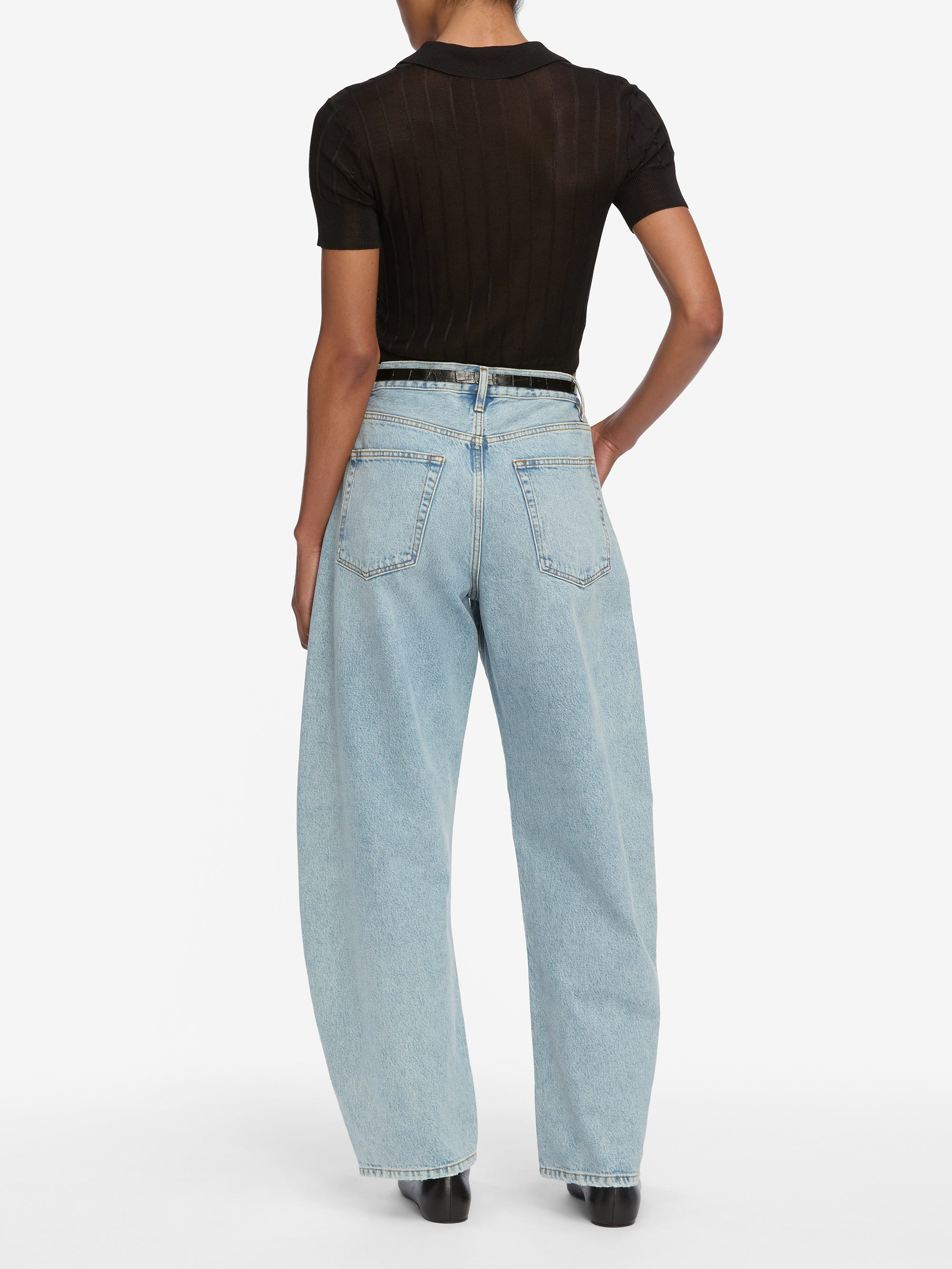 The Ribbed Polo in Black - 3