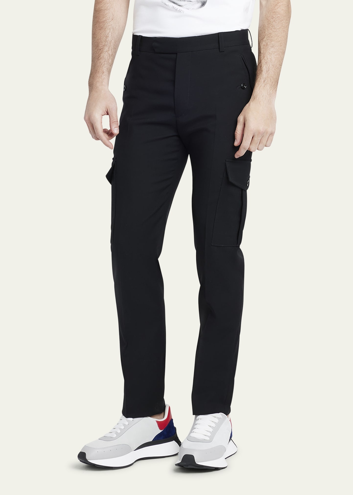 Alexander McQueen Men's Wool Gabardine Cargo Trousers