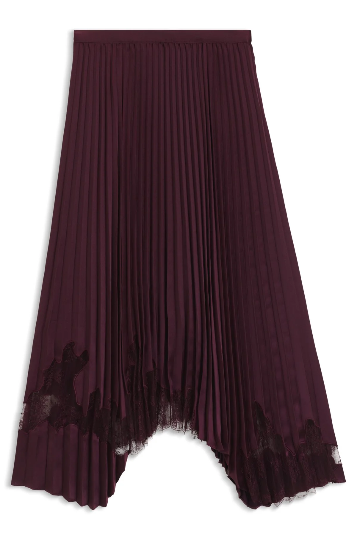 SATIN SKIRT WITH PLISSÉ PLEATS AND LACE DETAILS - 1