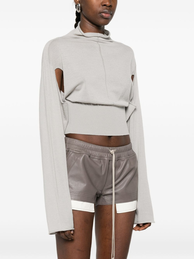Con mock-neck cropped sweater 3