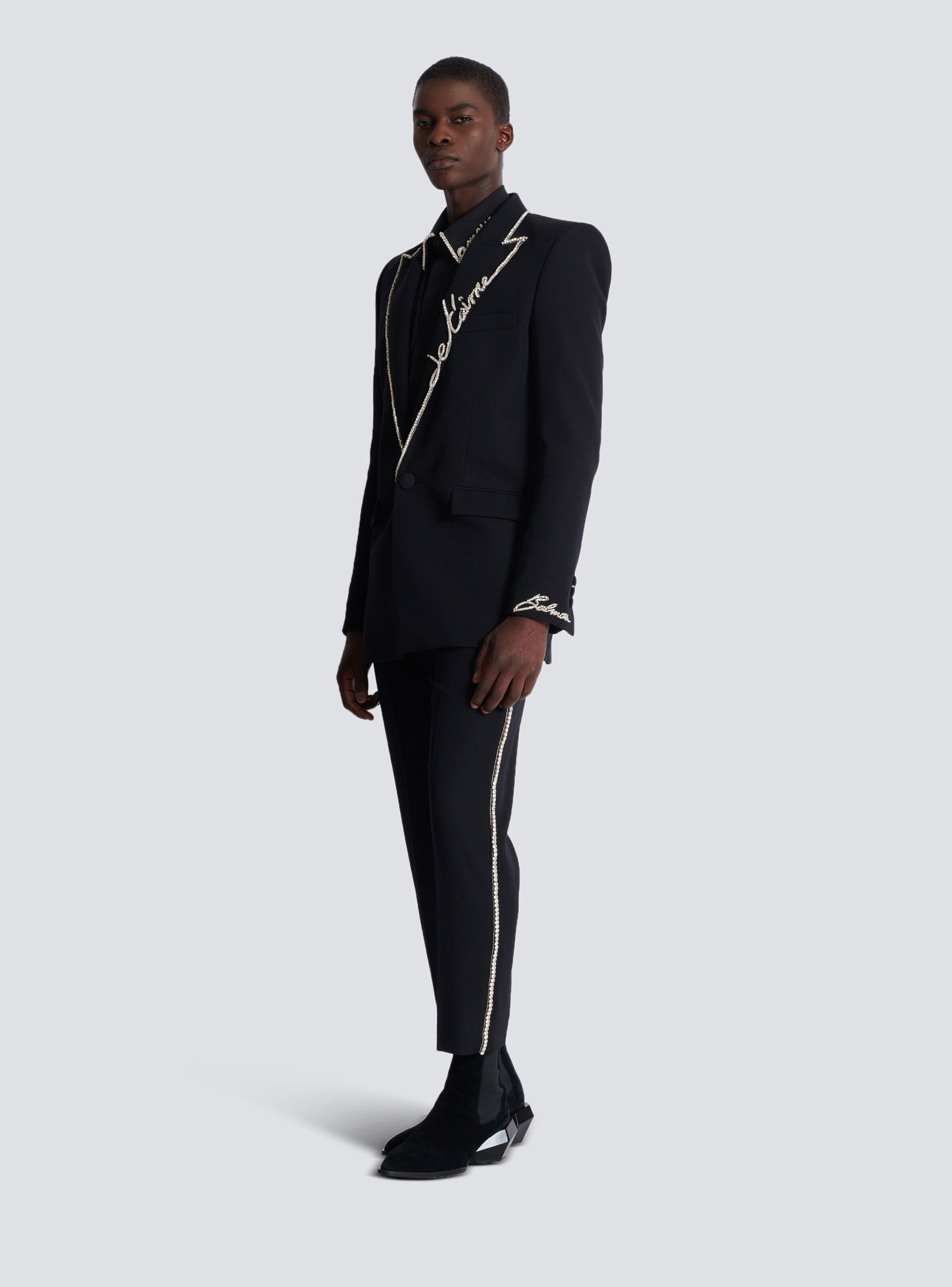 1-button jacket with embroidered "Love Letter" collar - 3