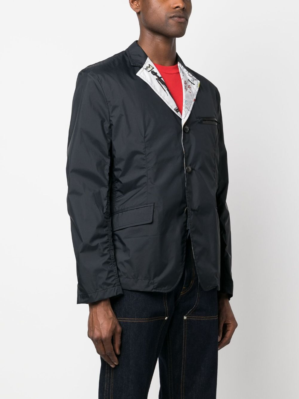 single-breasted sketch-print blazer - 3