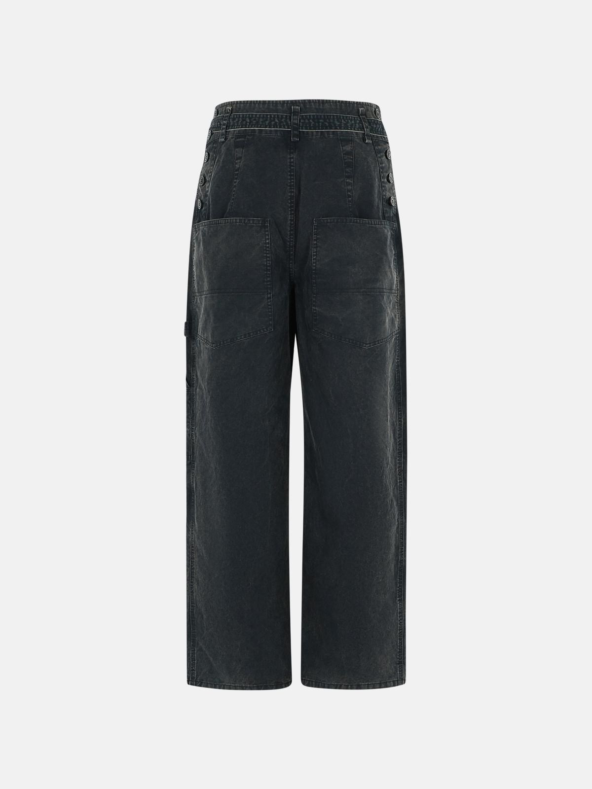 WASHED BLACK COTTON TROUSERS - 3