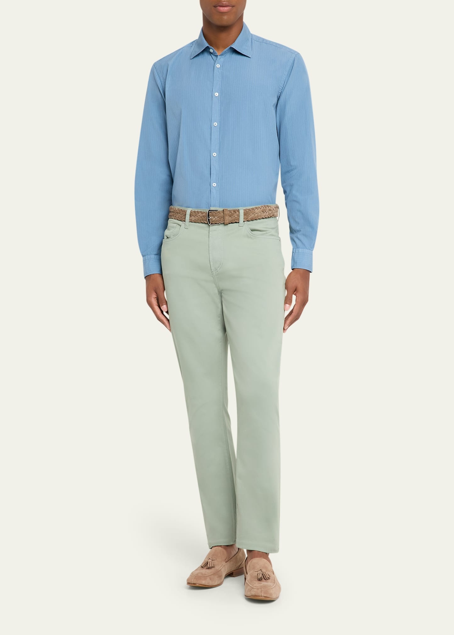 Men's Genova Stripe Cotton Button-Down Shirt - 2