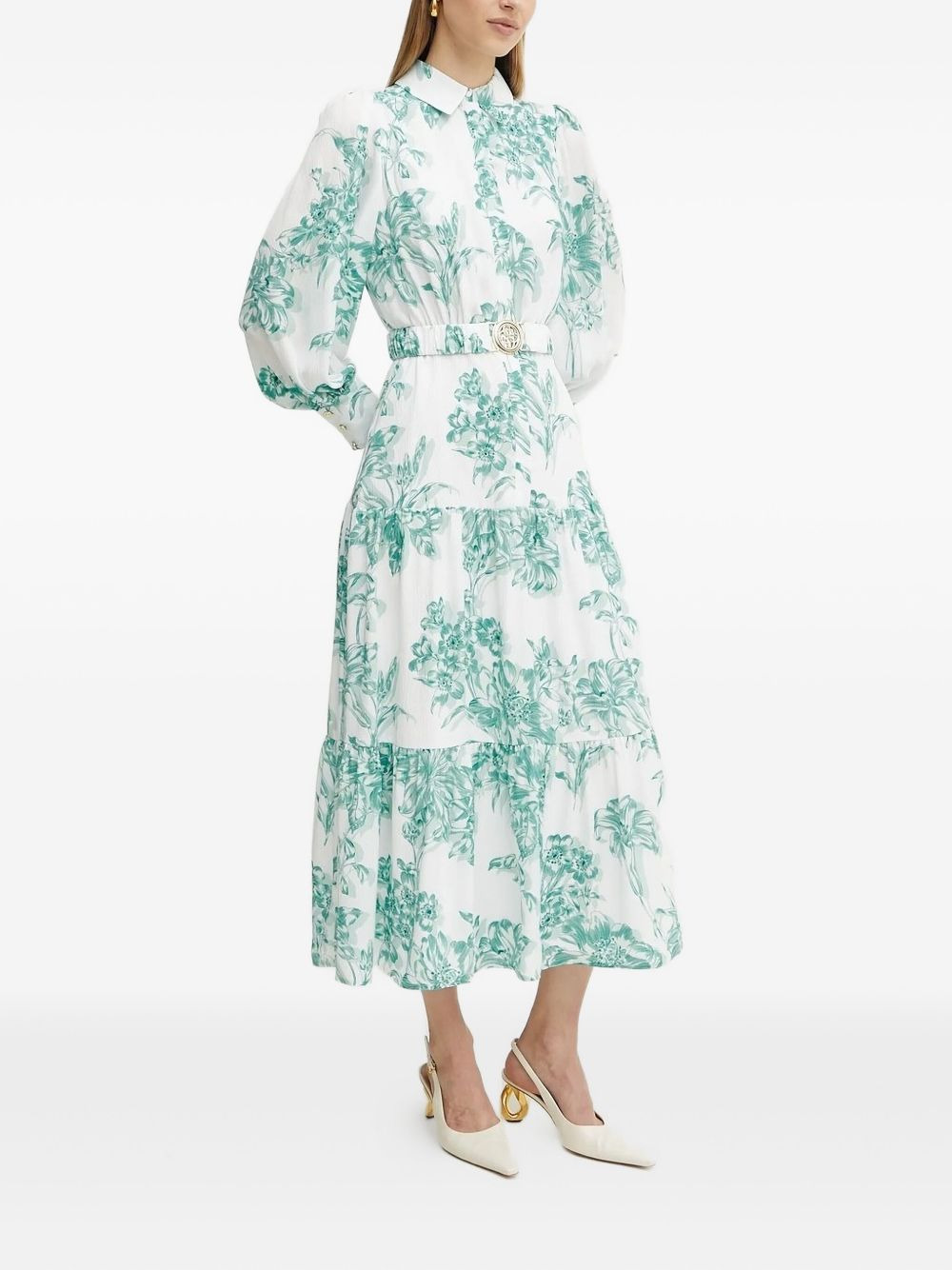 floral-print belted midi dress - 2