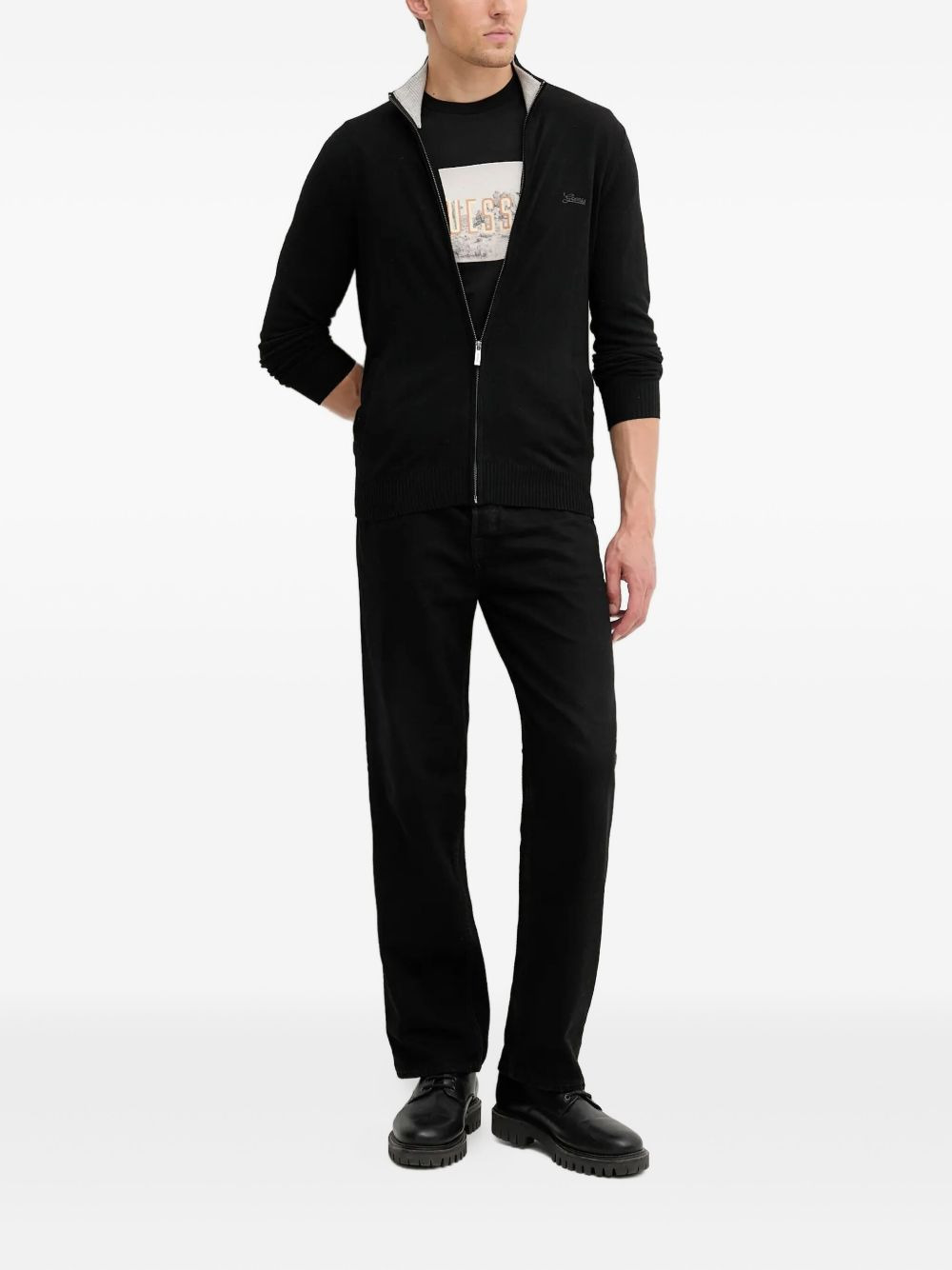 zip-neck logo sweater - 2