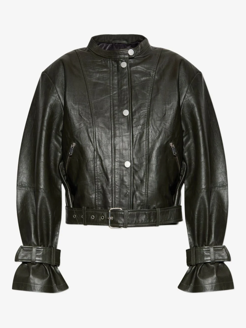 buckle-detail leather jacket - 1