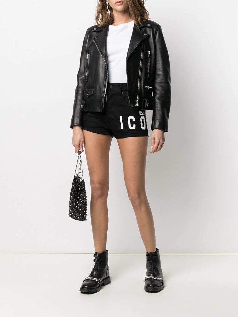 DSQUARED2 logo-print denim shorts outlook