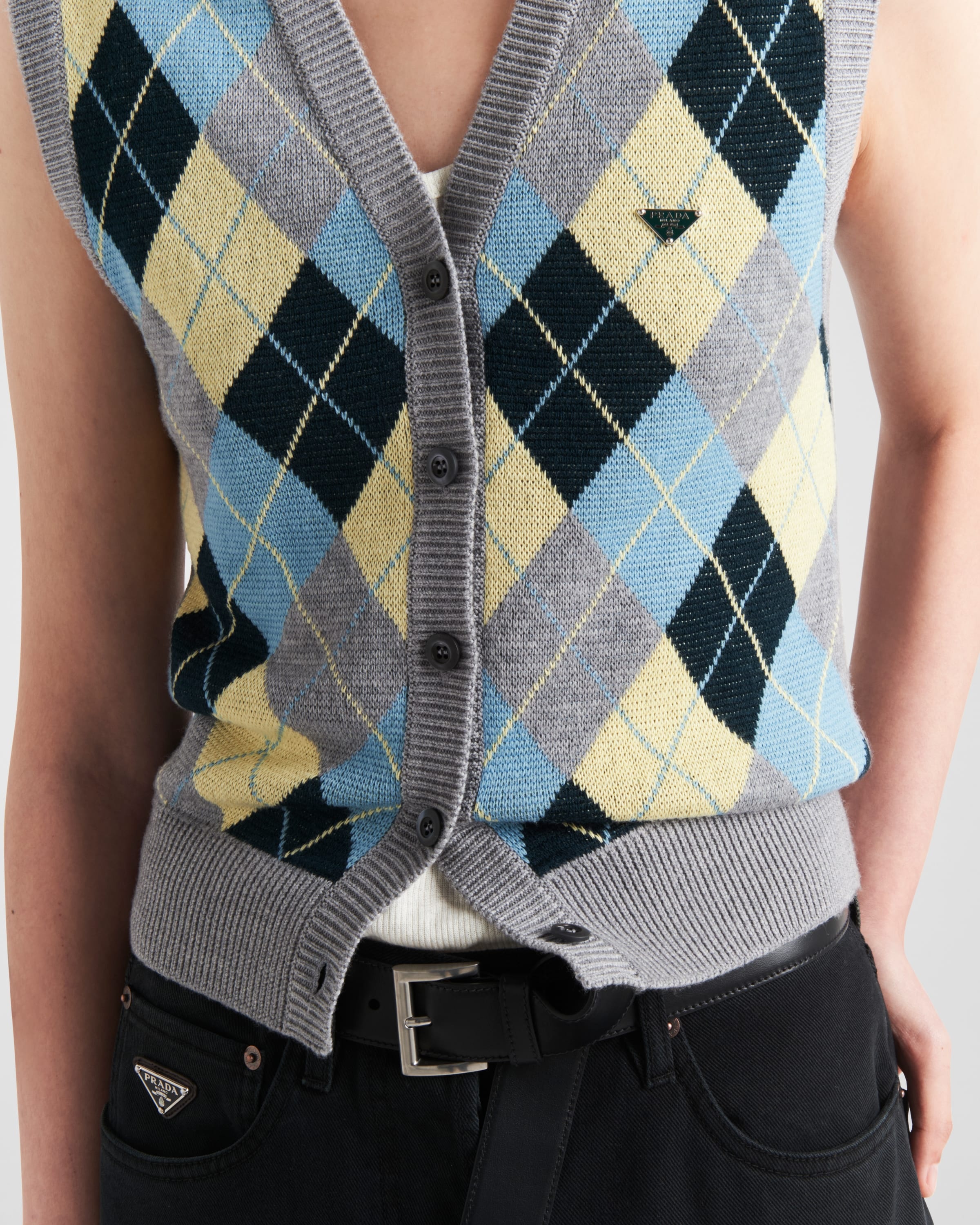 Wool vest with an Argyle pattern - 3
