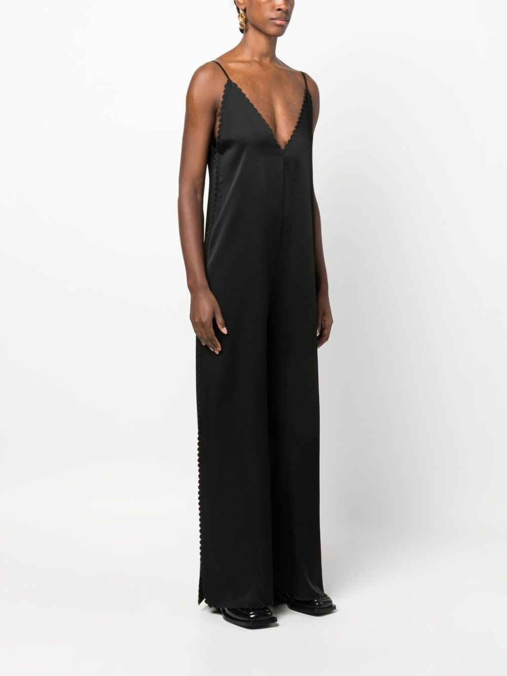 scallop-edge wide-leg jumpsuit - 3