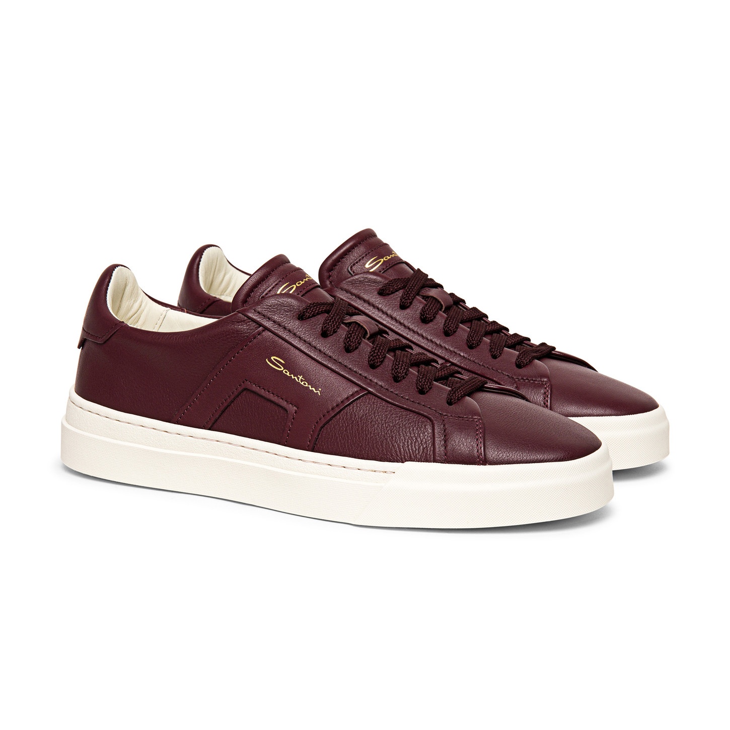 Men’s burgundy leather double buckle sneaker - 2