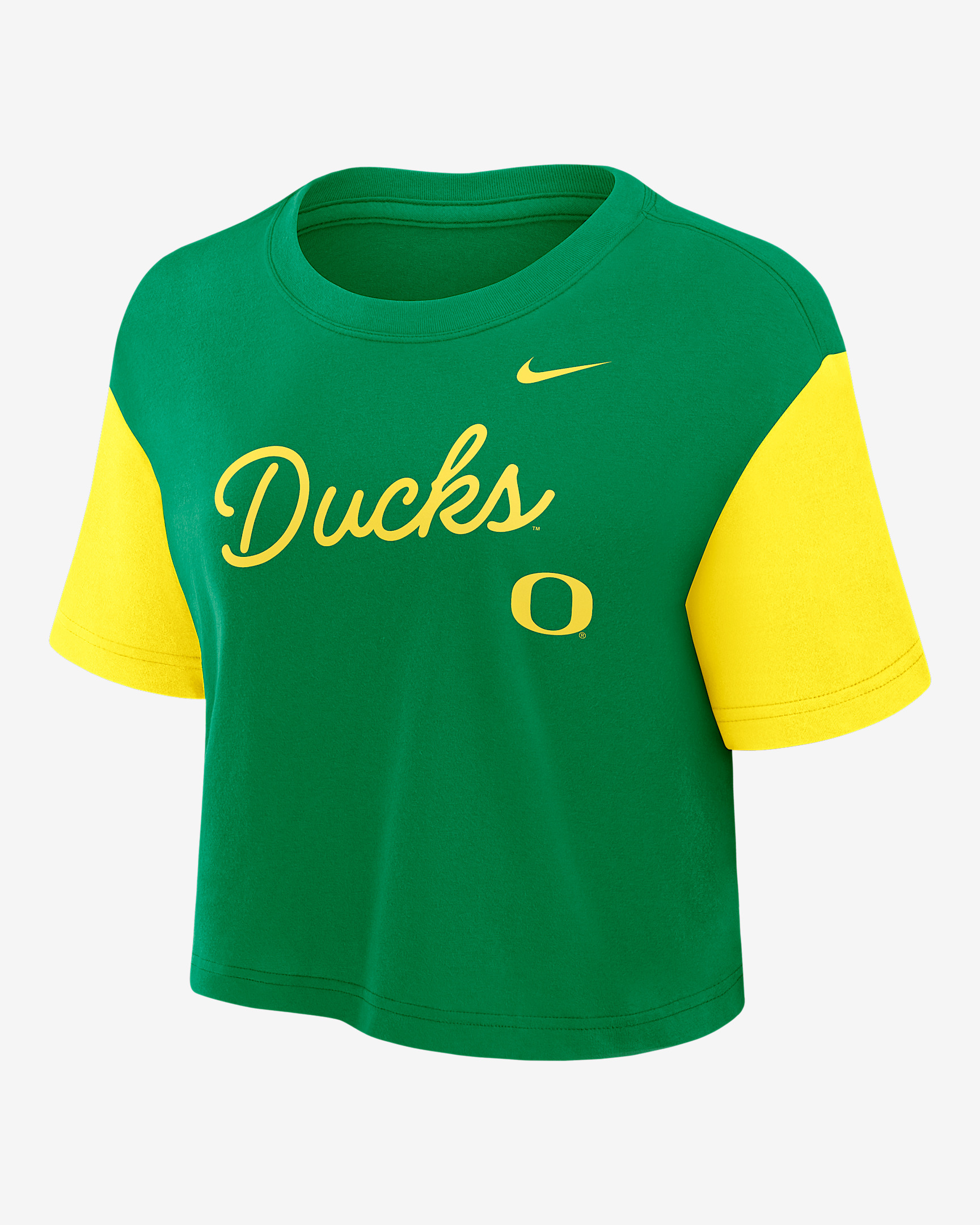 Oregon Script Women's Nike Dri-FIT College Cropped T-Shirt - 1