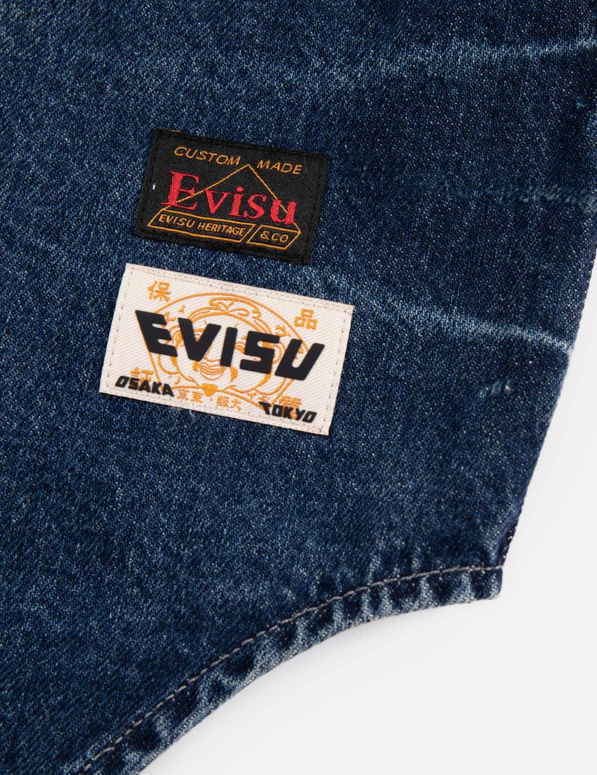 GRUNGE STYLE LOGO AND SEAGULL APPLIQUÉ RELAX FIT DENIM SHIRT - 12