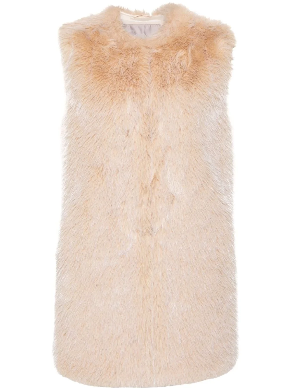collarless faux-fur gilet - 1