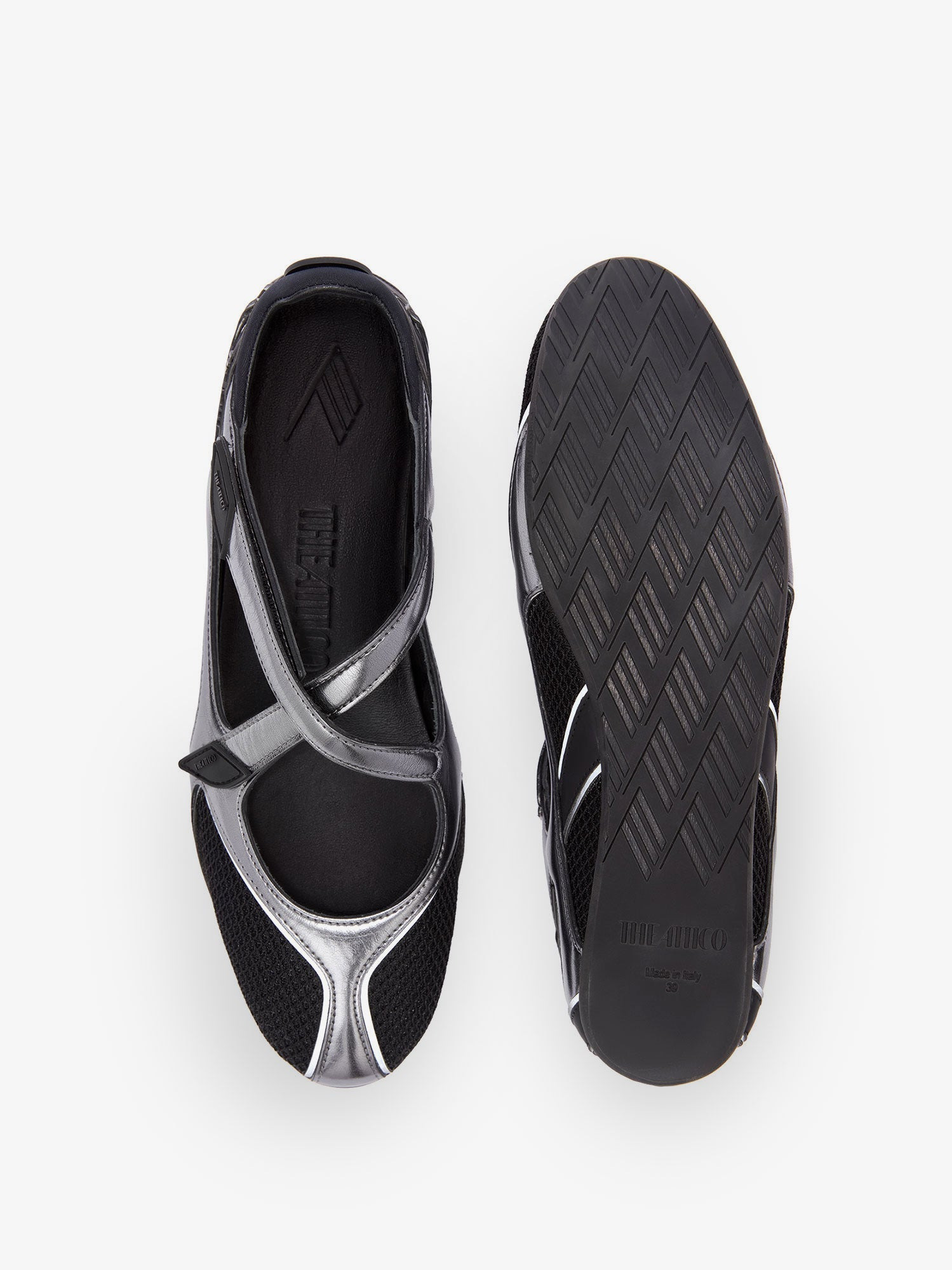 FLOOR 01 MESH AND LEATHER BALLERINAS FLAT - 2