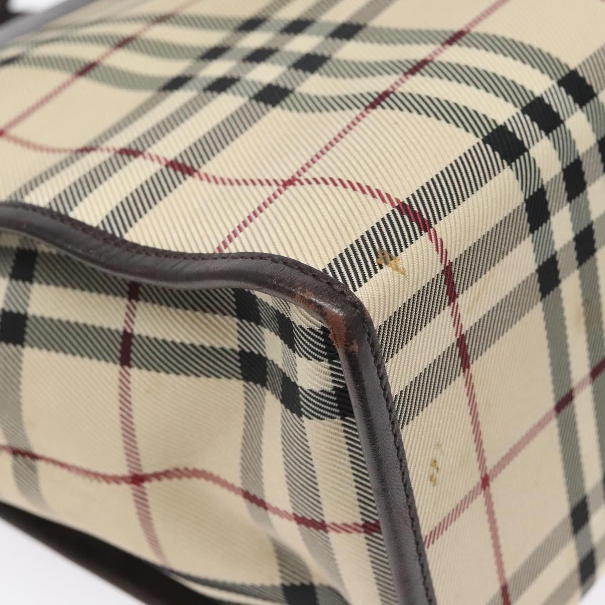 Burberry Nova Check Hand Bag Nylon Leather Beige Silver - 16
