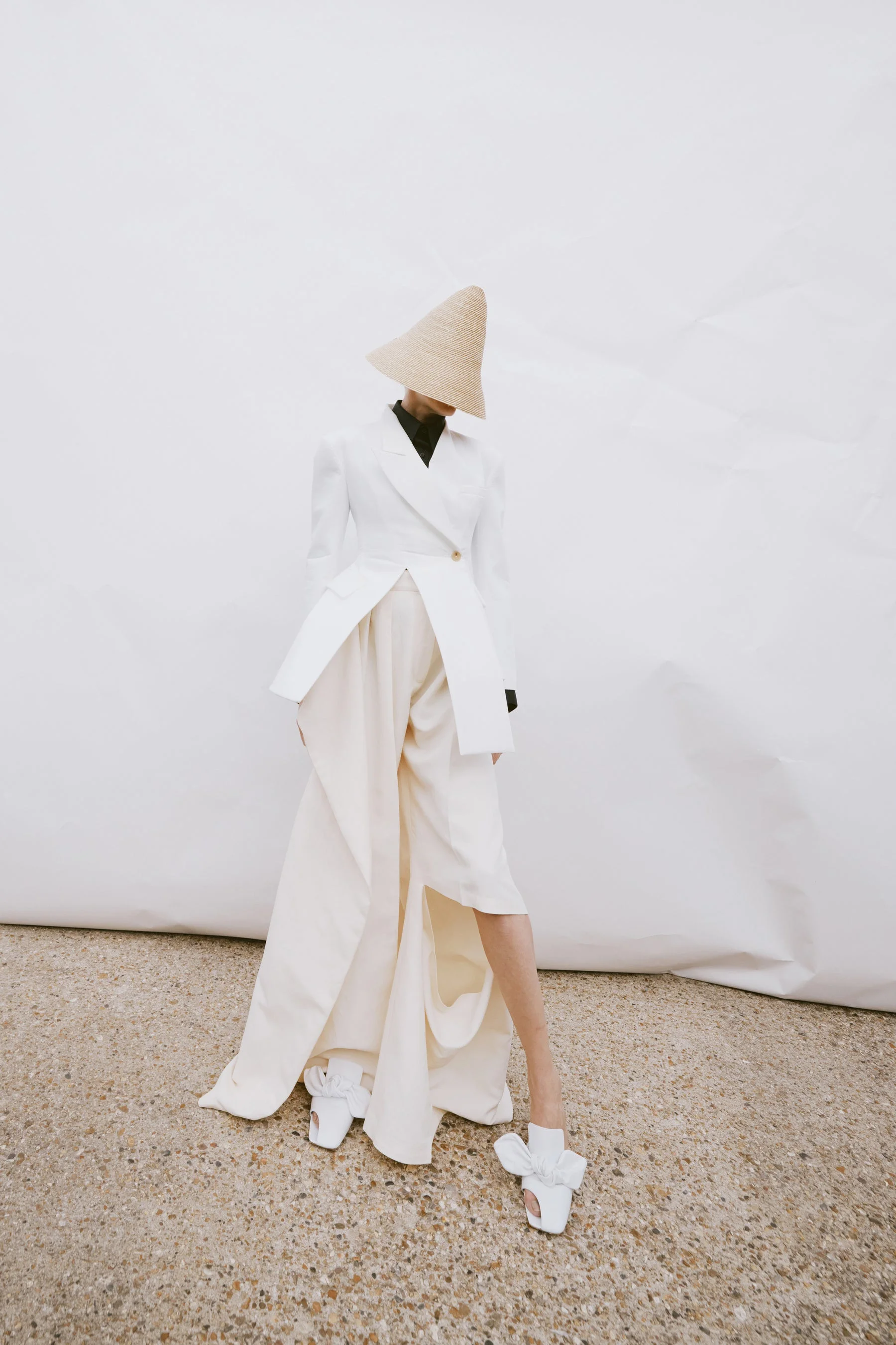 SLIT KNEE TROUSERS IVORY - 1