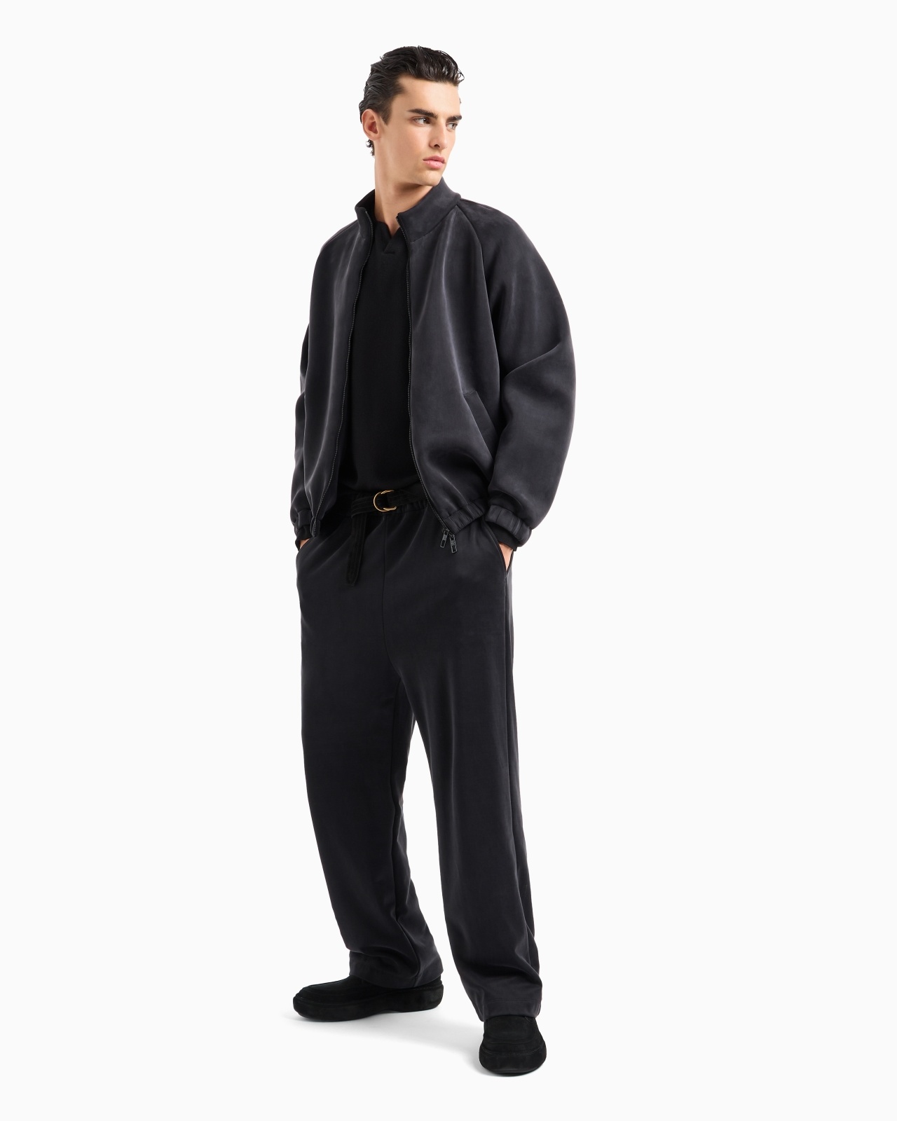 STRETCH COTTON AND CUPRO FLAT-FRONT TROUSERS - 4