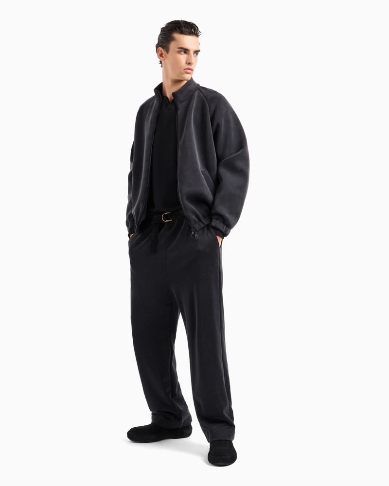 GIORGIO ARMANI STRETCH COTTON AND CUPRO FLAT-FRONT TROUSERS outlook