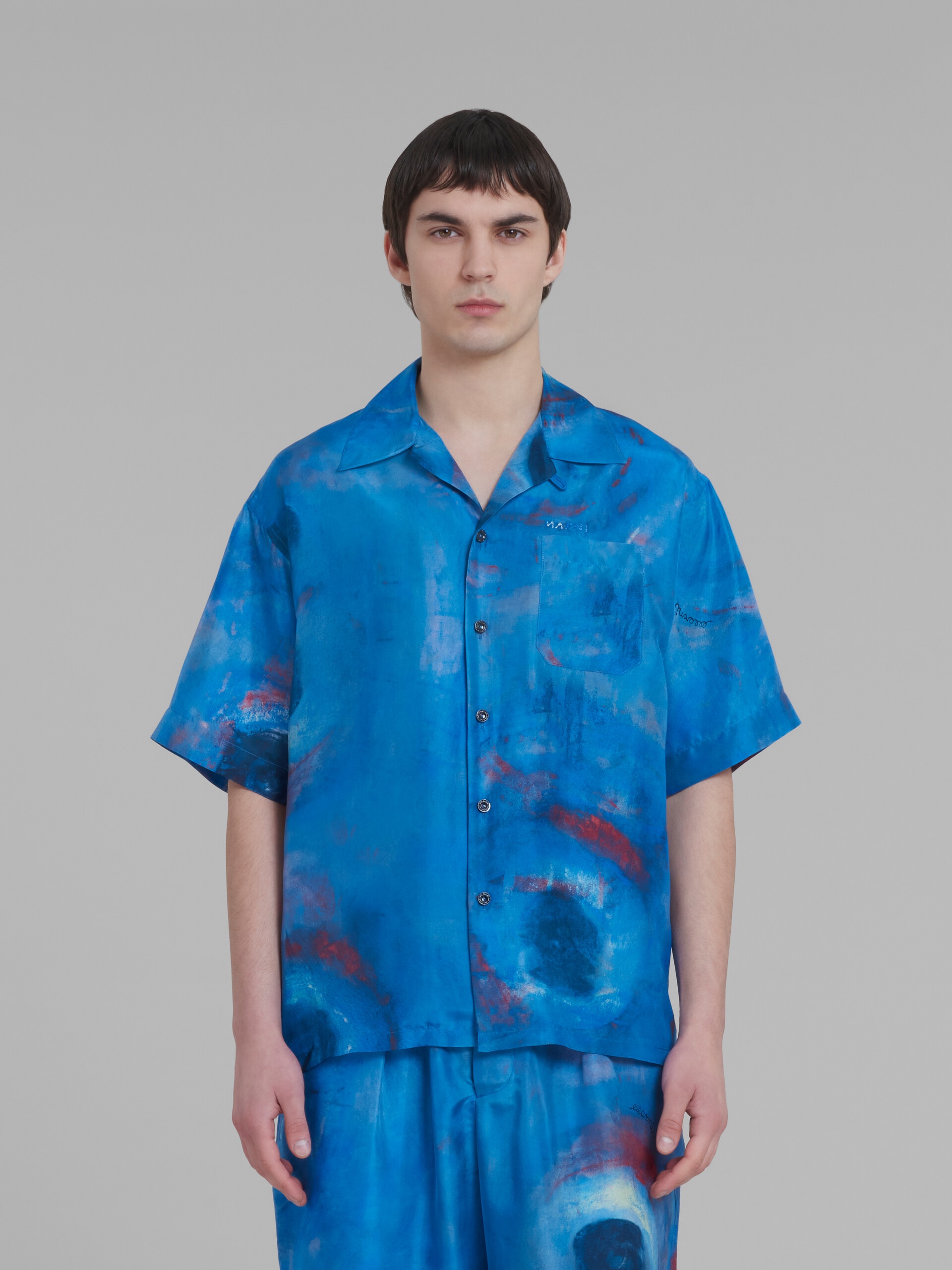 BOWLING SHIRT WITH BUCHI BLU PRINT - 2