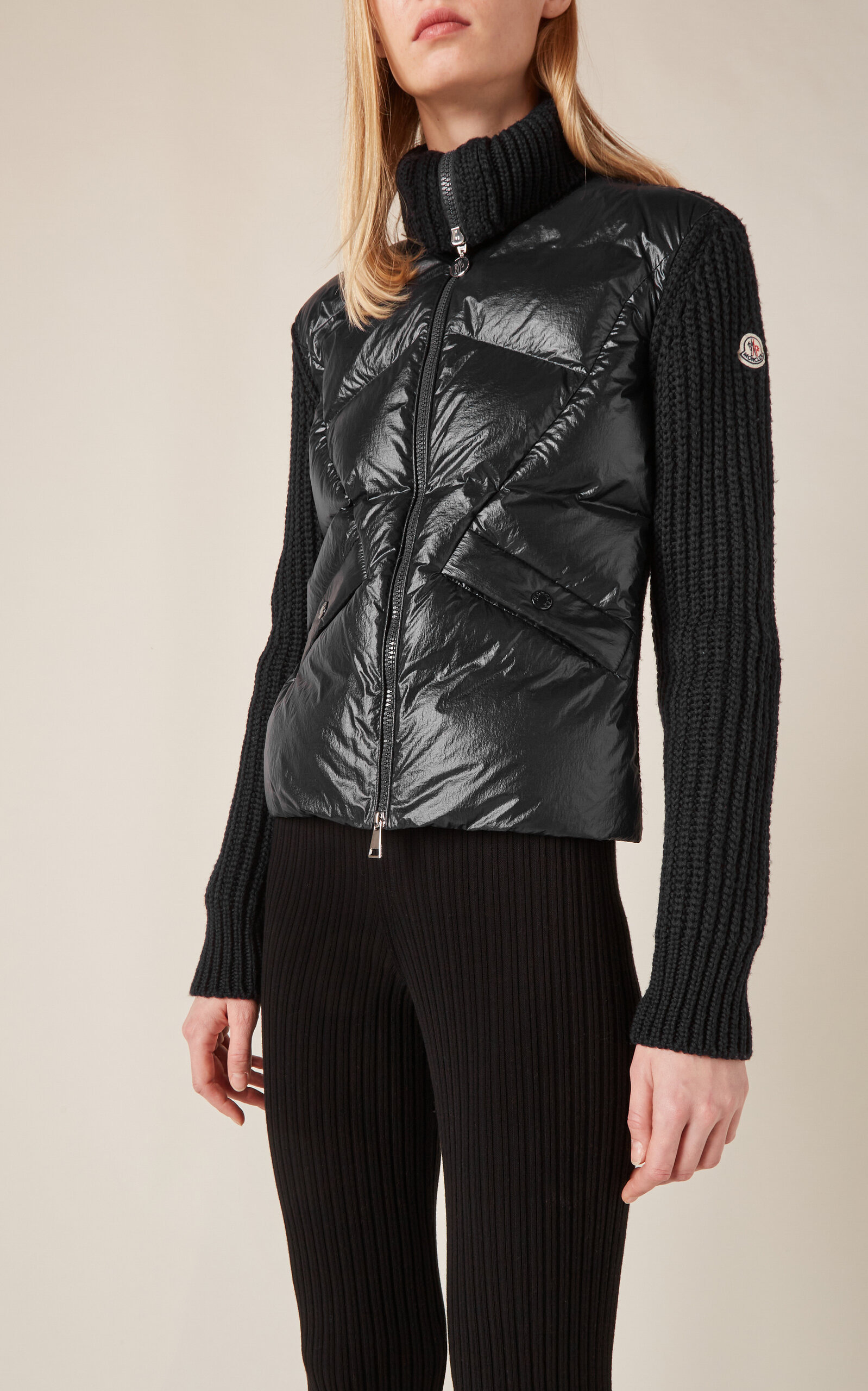 Nylon-Trimmed Wool Cardigan black - 3