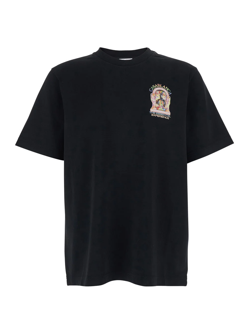 Casablanca Men Black Crewneck T-Shirt With Logo Detail On The Front And Maxi Logo Print On The Rear - 1