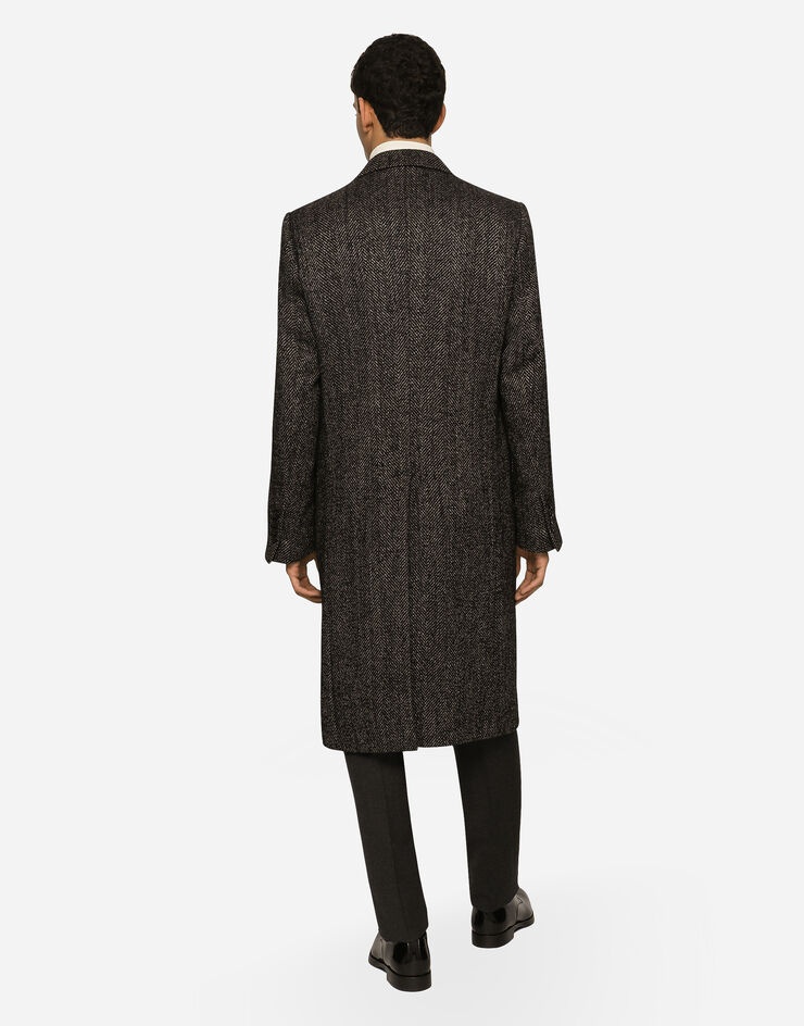 Single-breasted herringbone alpaca wool coat - 3