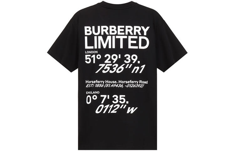 Burberry Address Alphabet Printed Cotton Loose Short Sleeve For Black 80372911 - 2