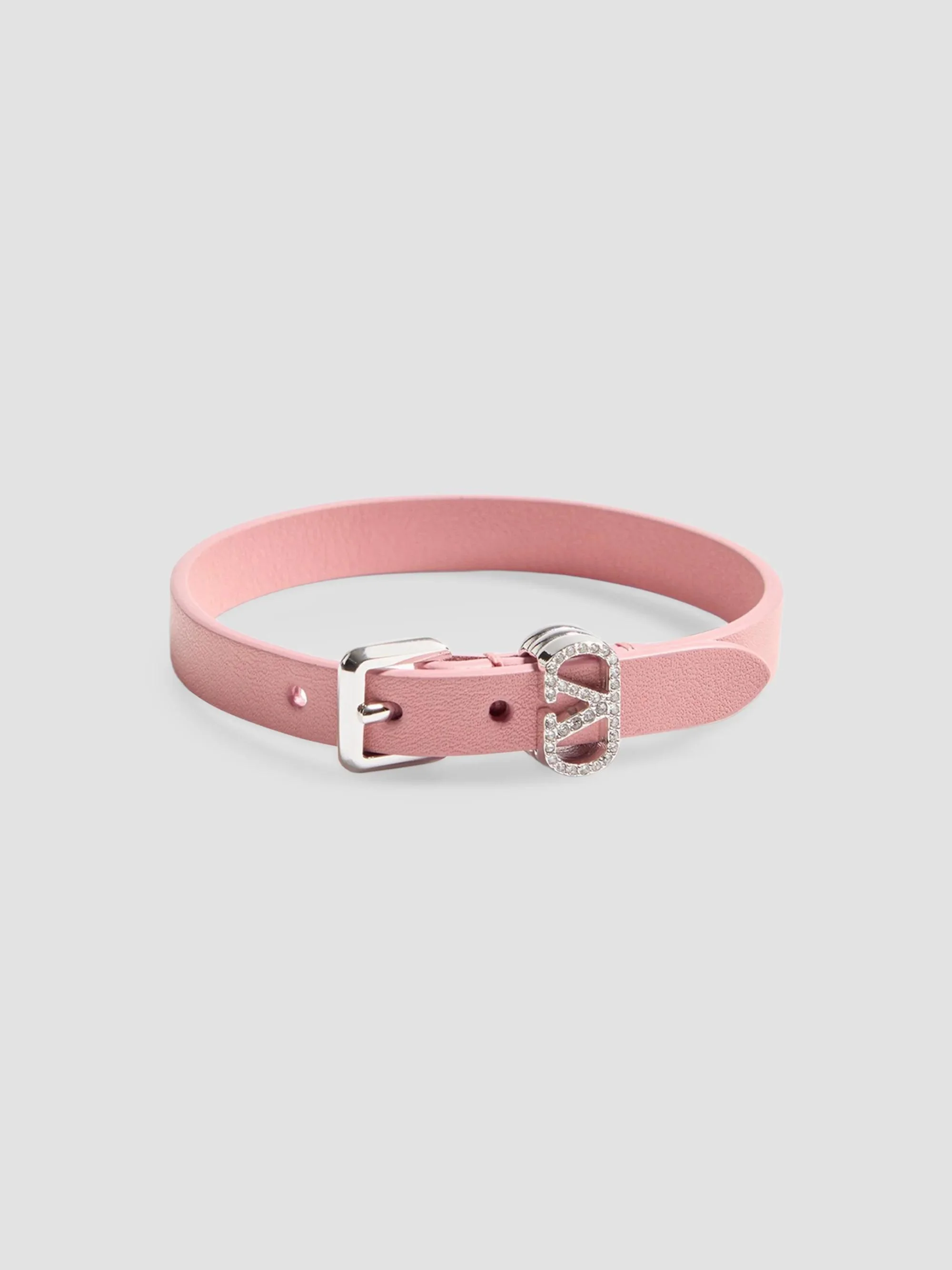 Women's Ovalette Bracelet in Leather and Swarovski Crystals - Pink Crystal - 1
