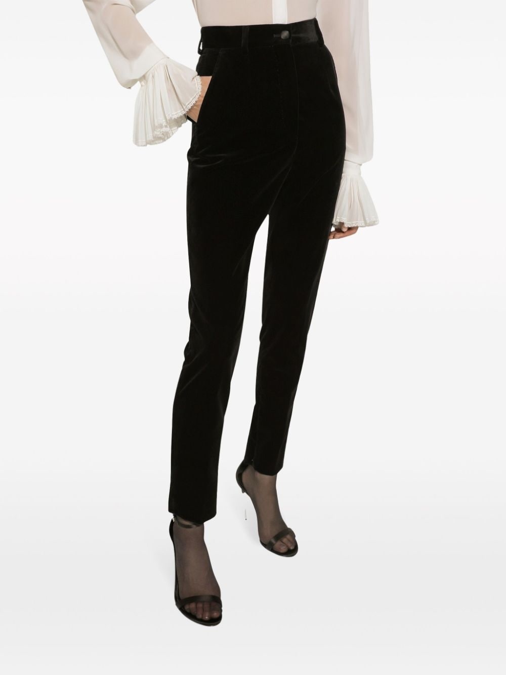 high-waisted velvet trousers - 5