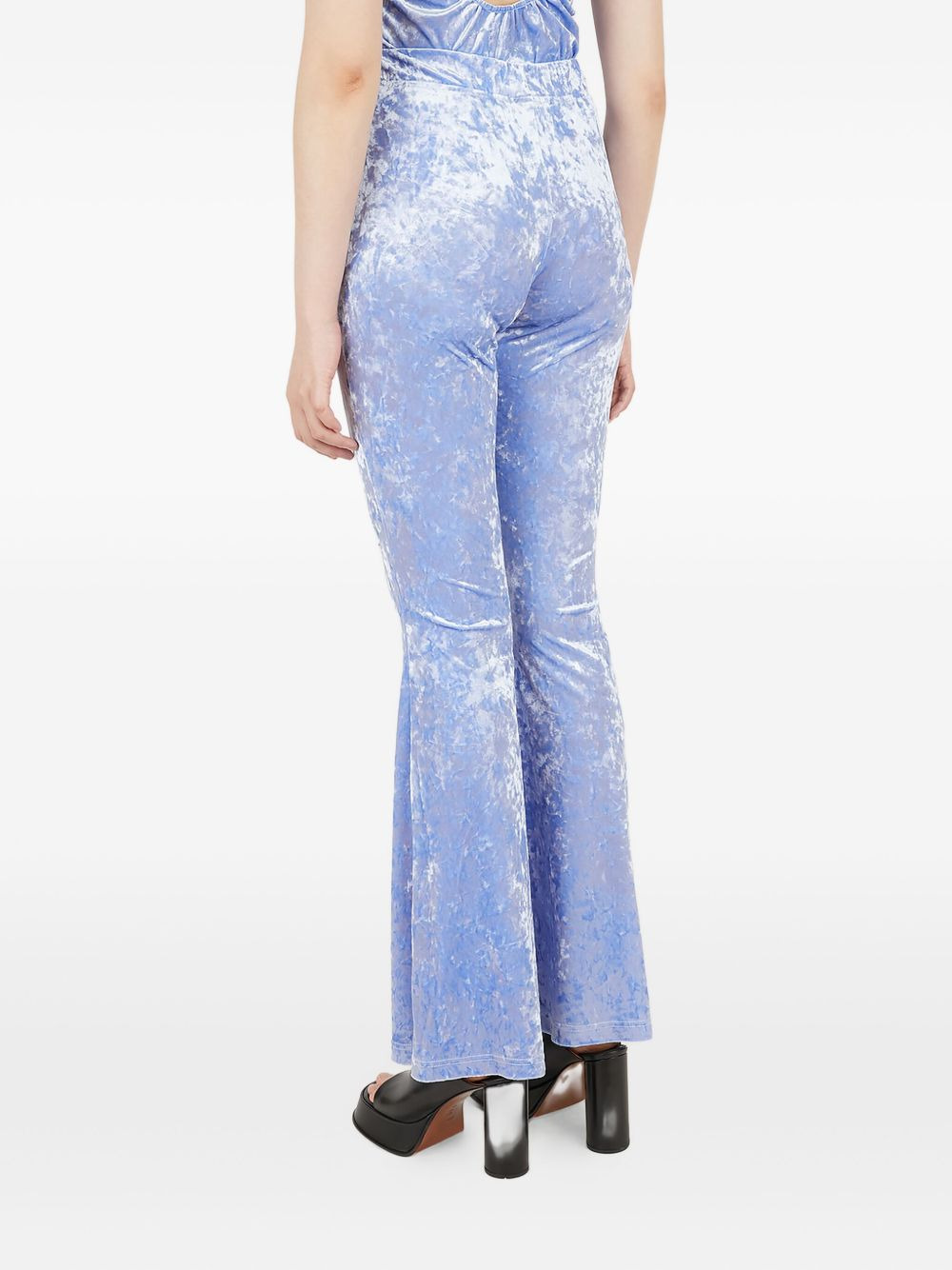 crushed-velvet flared trousers - 4
