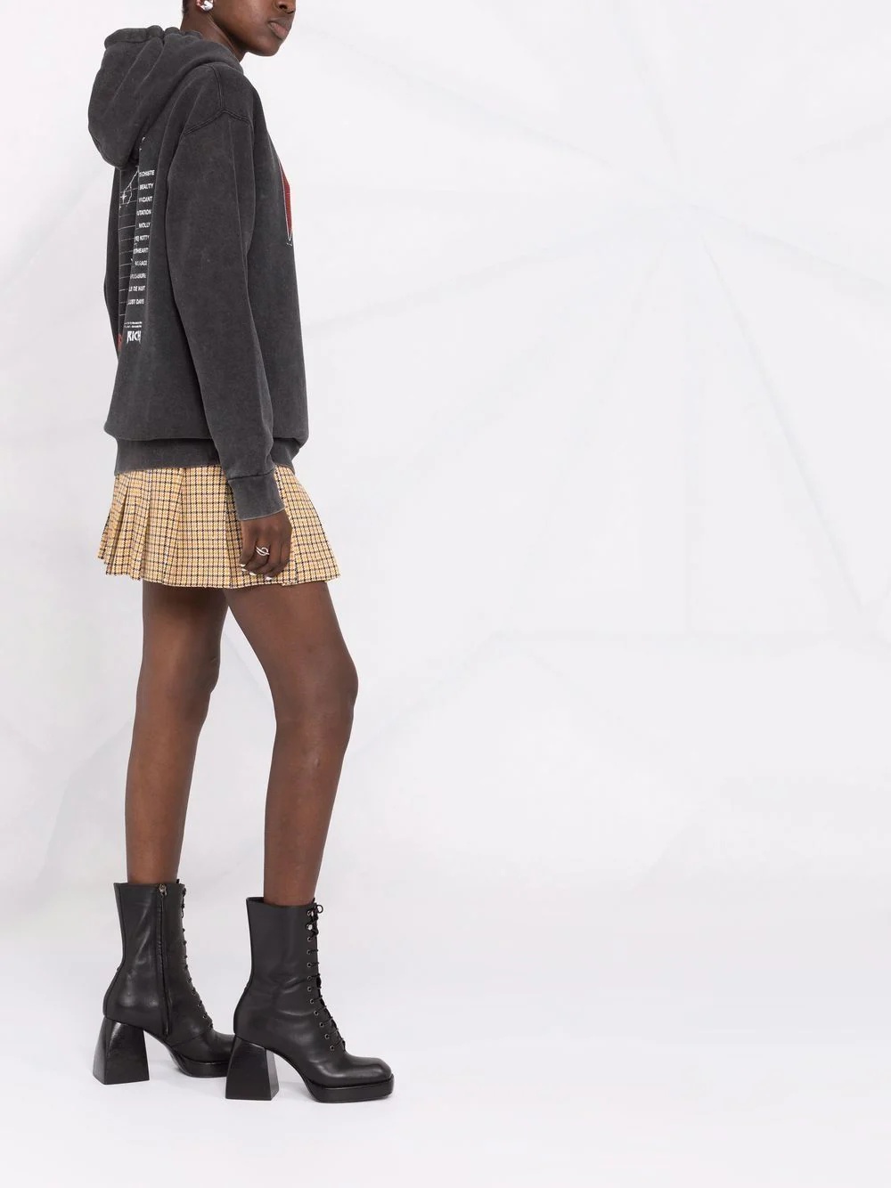 pleated houndstooth mini skirt - 6