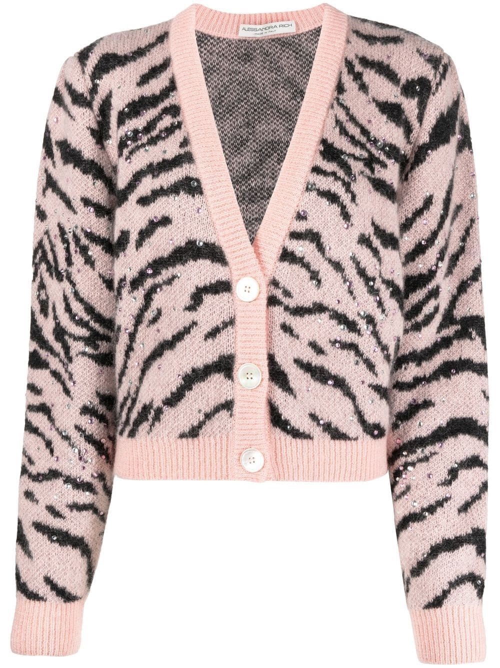 animal-pattern knit cardigan - 1