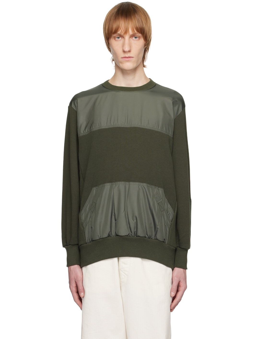 Khaki Paneled Sweatshirt - 1