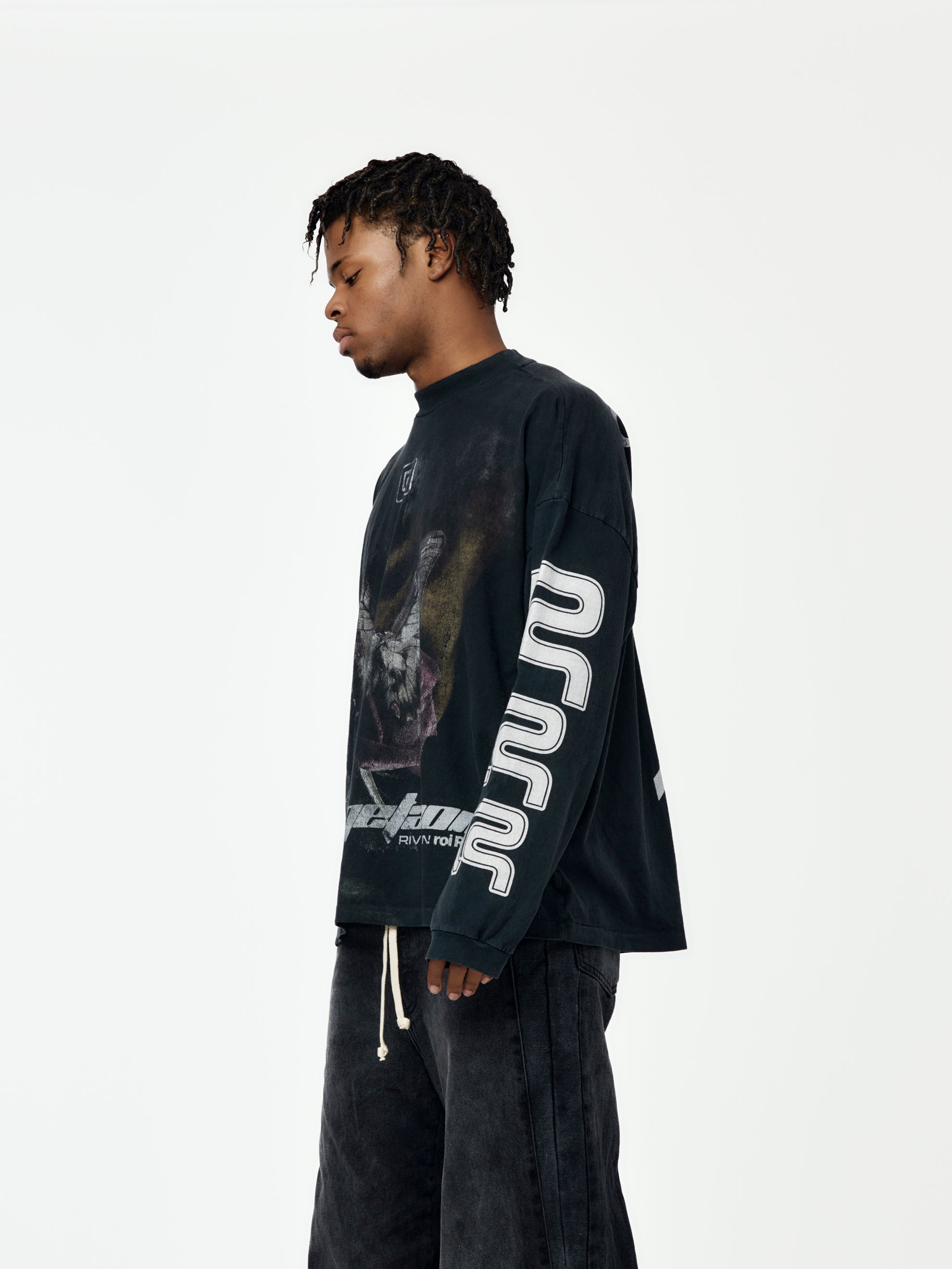 METAMOTH VINTAGE LS TEE (JET BLACK) - 2