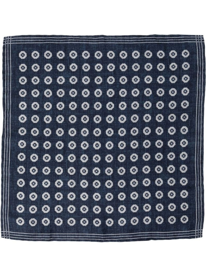 Brunello Cucinelli geometric-pattern silk pocket square outlook