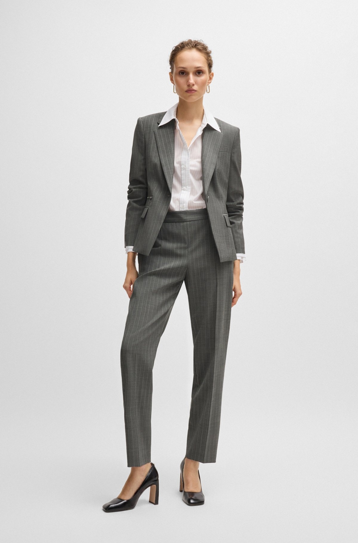 REGULAR-FIT TROUSERS IN STRIPED WOOL - 3