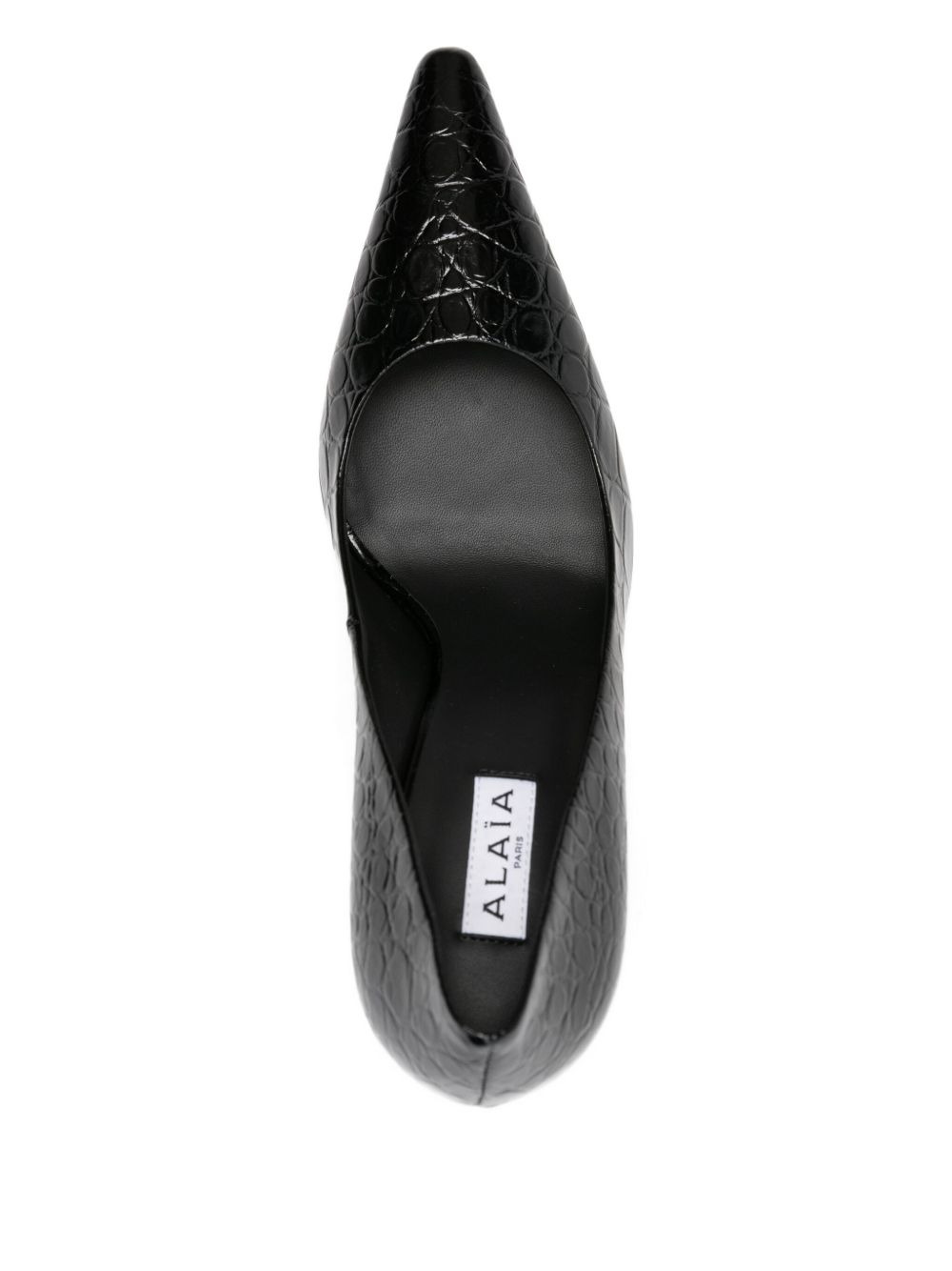 90mm crocodile-embossed pointed pumps - 4