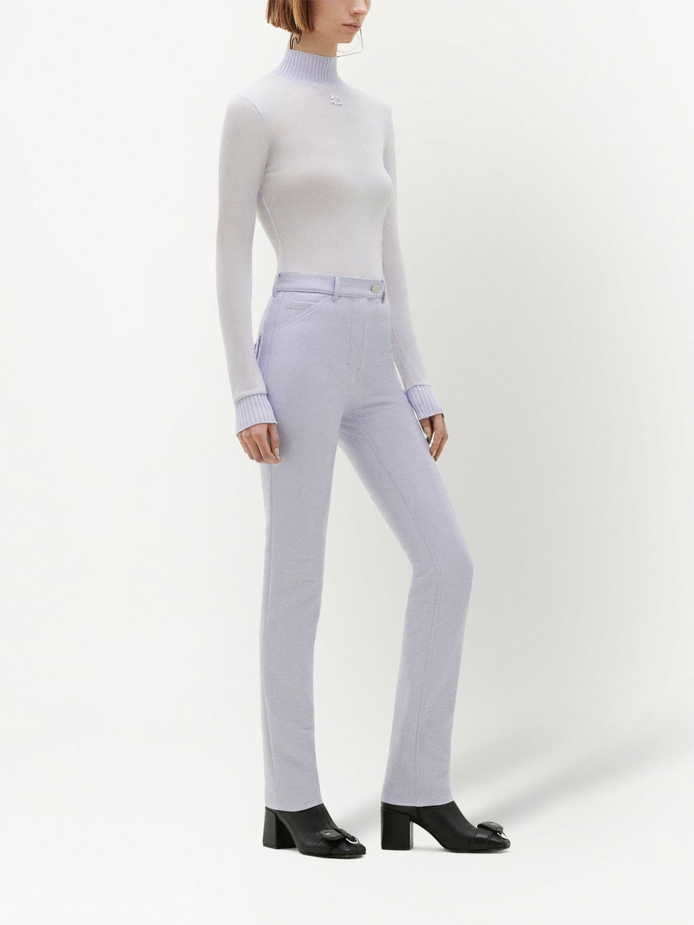 straight-leg vinyl trousers - 3