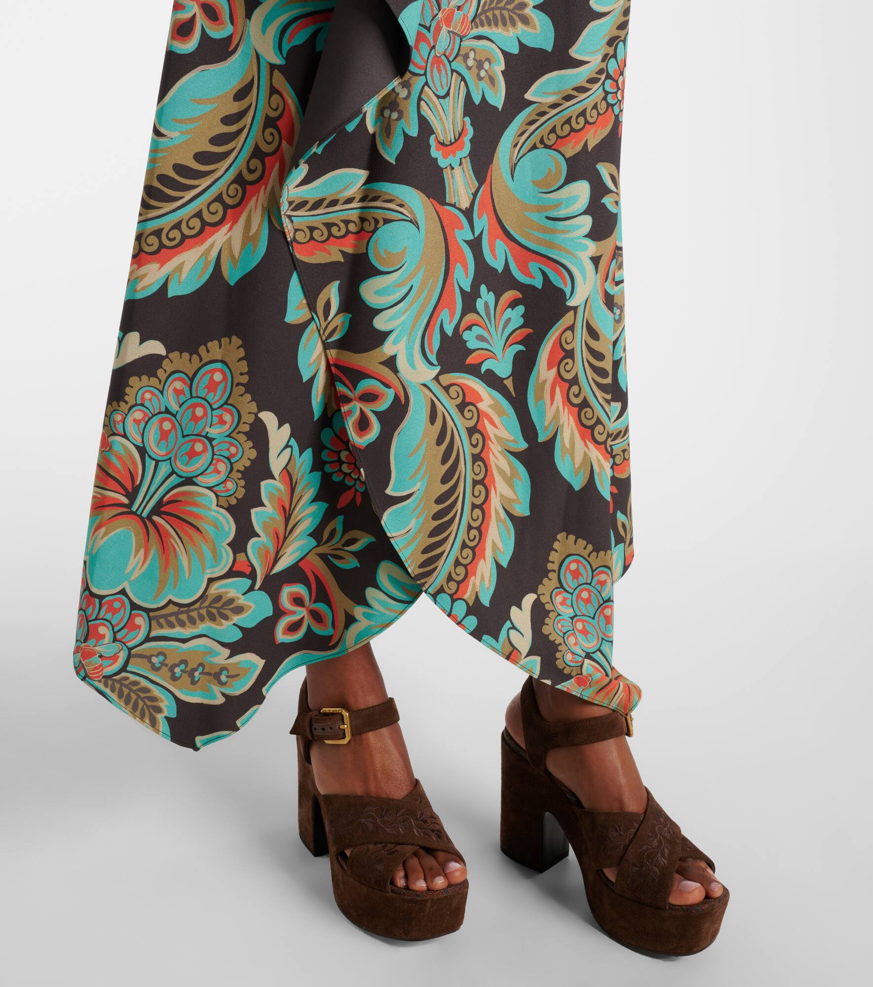 Floral asymmetric wrap skirt - 5