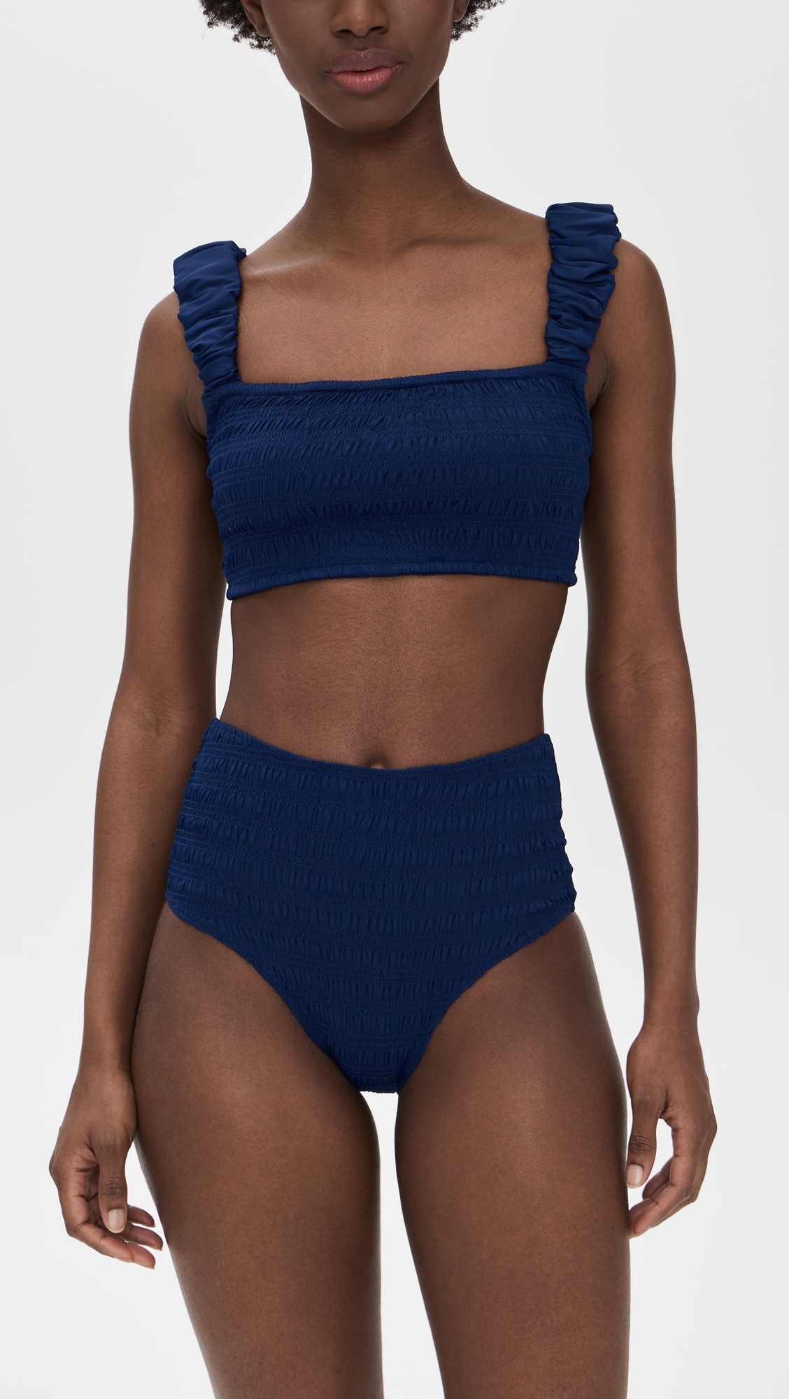 Shyla Solid Smocked Bikini Top - 4