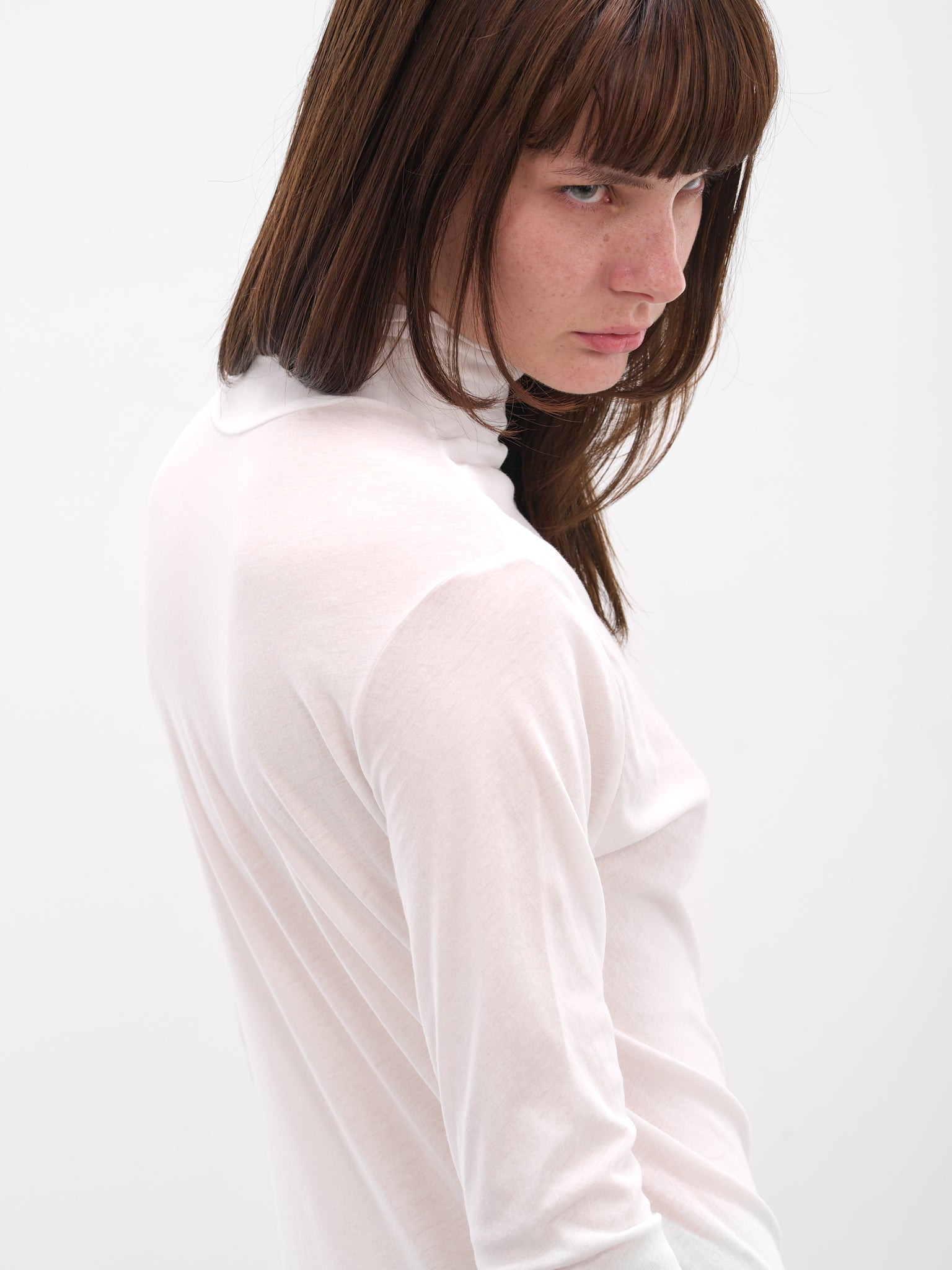 White Cotton Jersey Turtleneck - 5