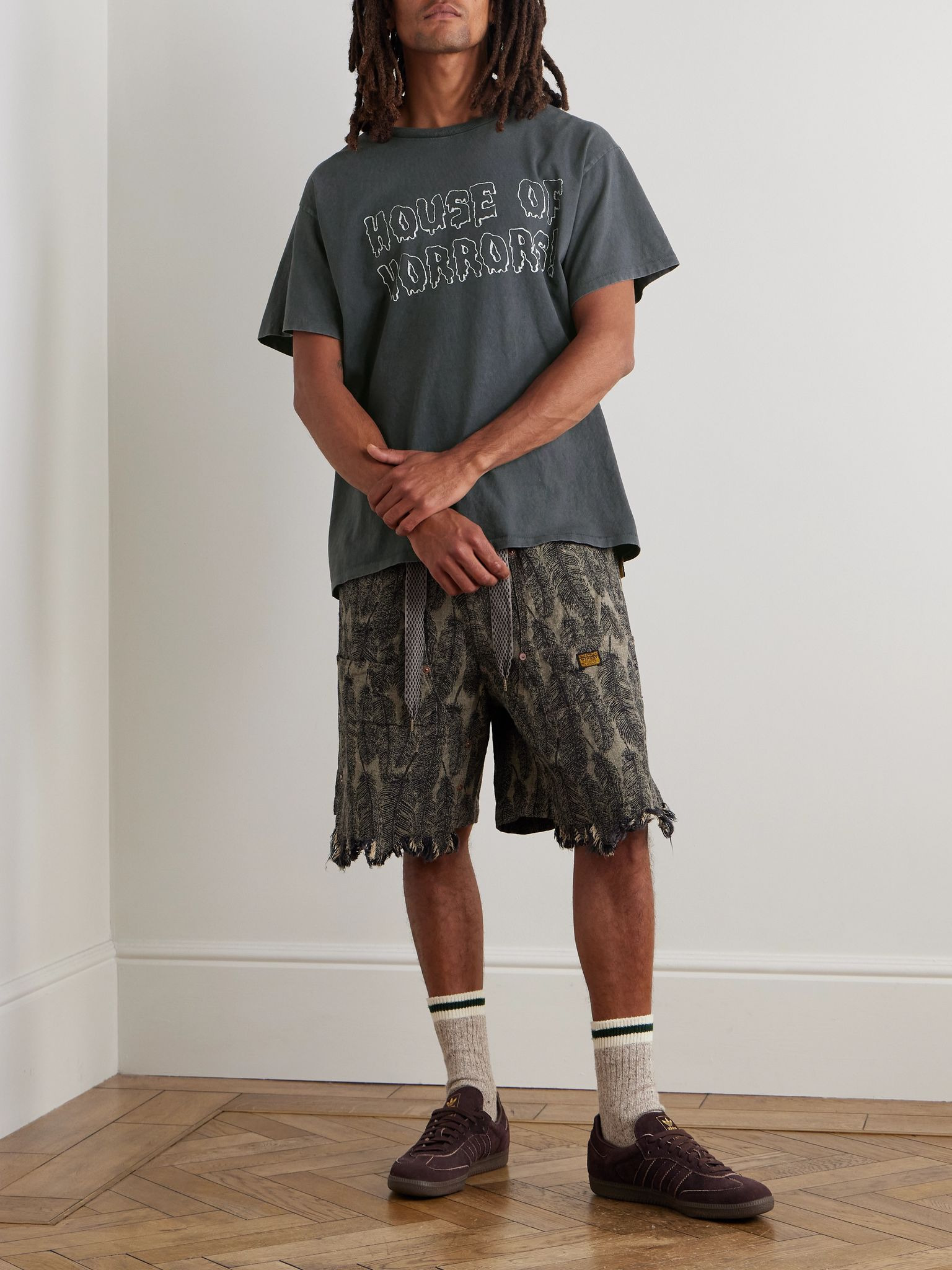 Horrors Glittered Printed Cotton-Jersey T-Shirt Dark gray - 2