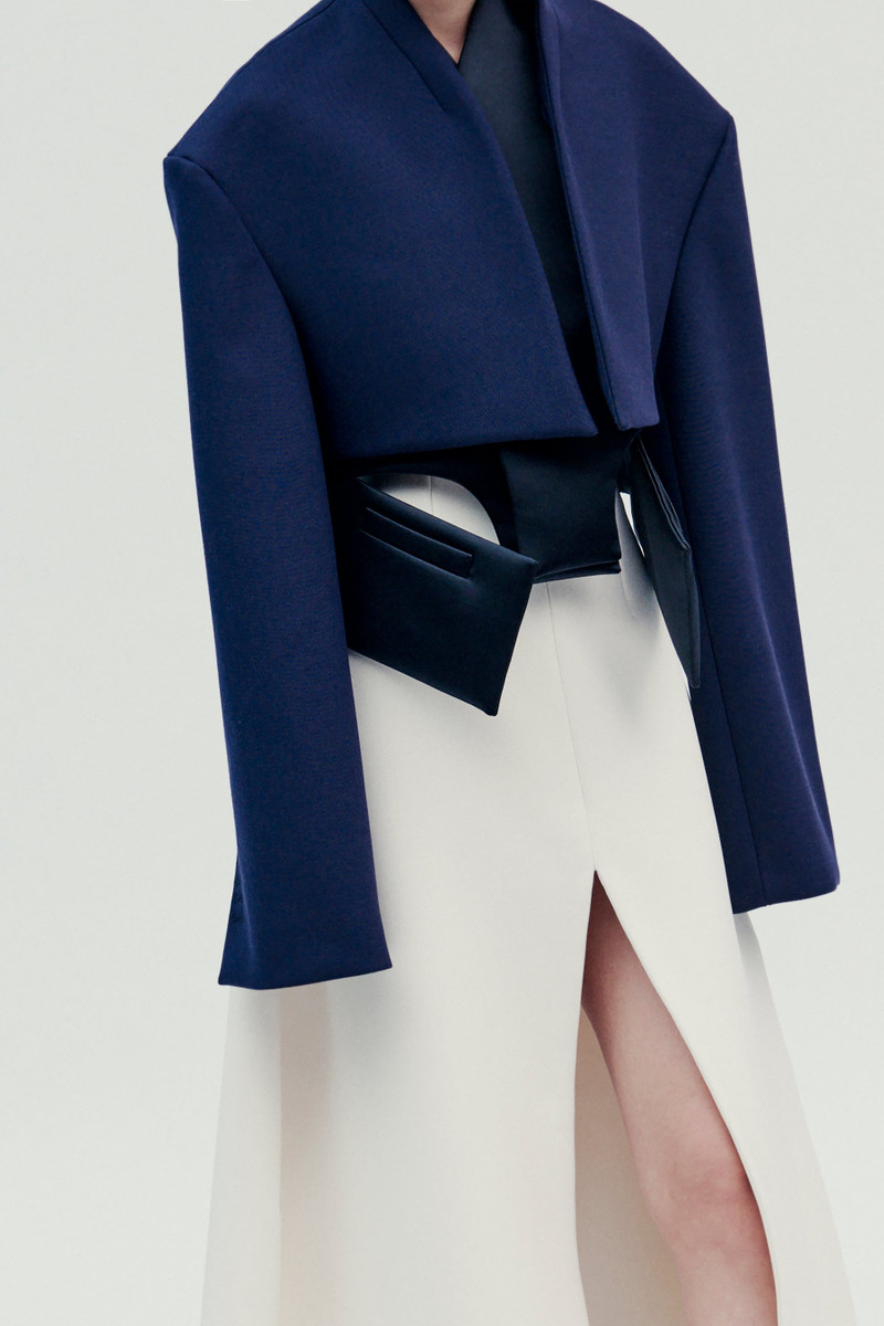 A.W.A.K.E. MODE CROPPED JACKET WITH INSERT NAVY BLACK outlook